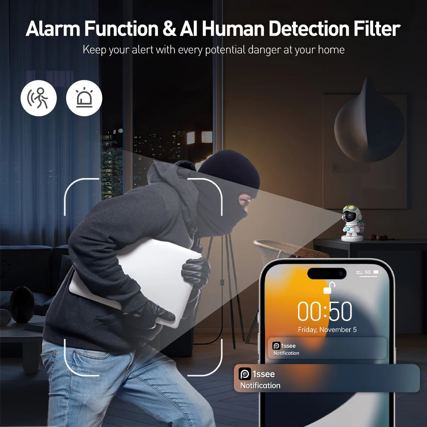 2K Indoor Security Camera for Baby Monitor, Dog Camera with Motion Detection, 2 - Way Audio & Night Vision, Wifi Nanny Camera with Safety Alerts, Cloud & SD Card Storage - Techlyn