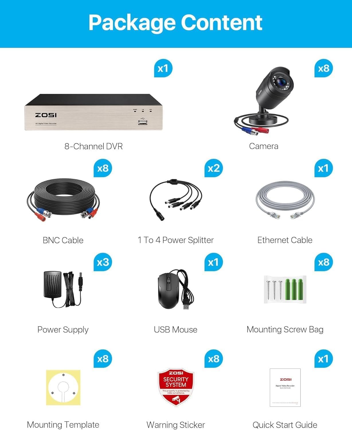 3K Lite 8CH Home Security Camera System Outdoor Indoor,Ai Human/Vehicle Detection,Night Vision,H.265+ 5MP Lite 8 Channel CCTV Dvr,8Pcs 1080P 1920TVL Surveillance Bullet Cameras (No Hard Drive) - Techlyn