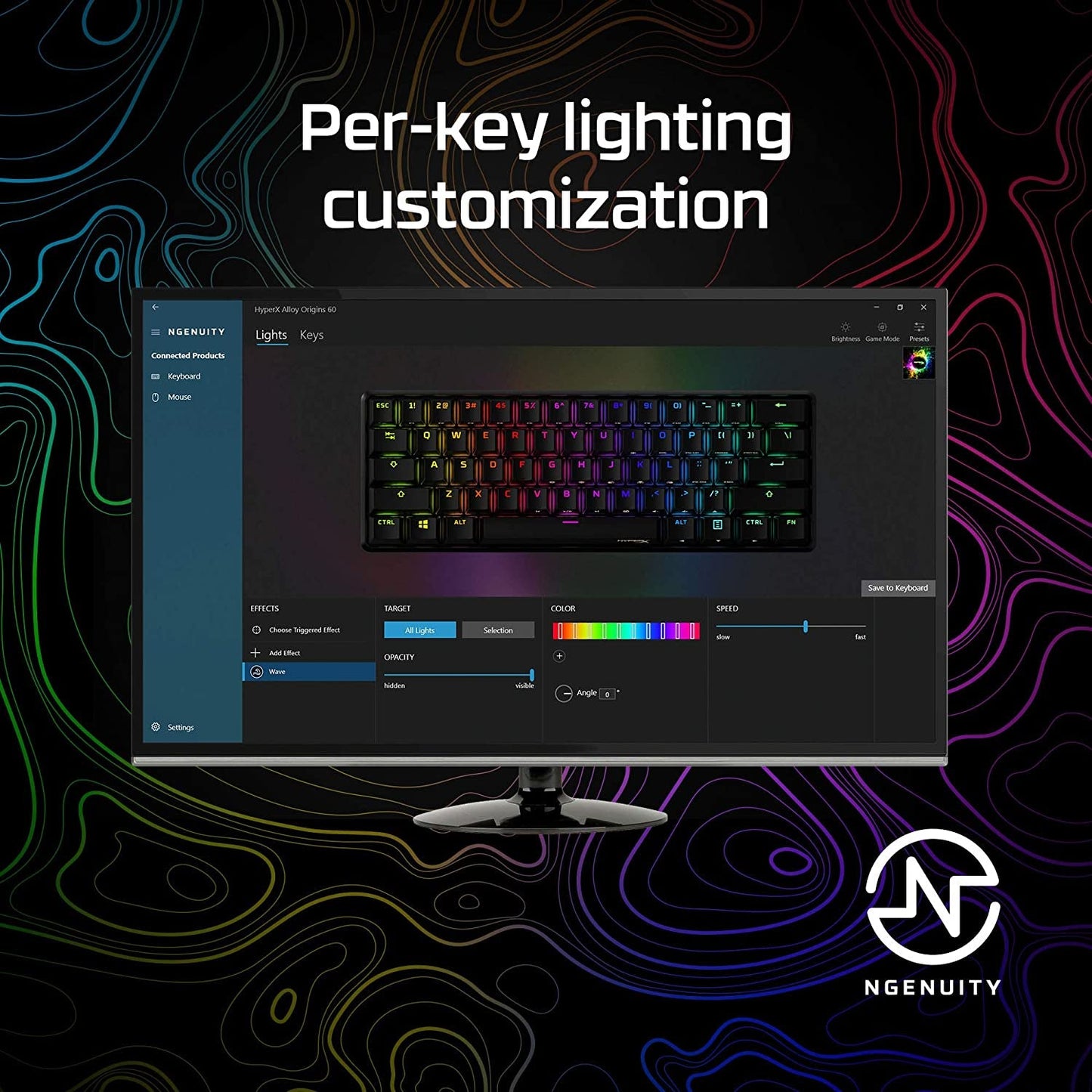 Alloy Origins 60 - Mechanical Gaming Keyboard, Ultra Compact 60% Form Factor, Double Shot PBT Keycaps, RGB LED Backlit, NGENUITY Software Compatible - Linear Red Switch,Black - Techlyn