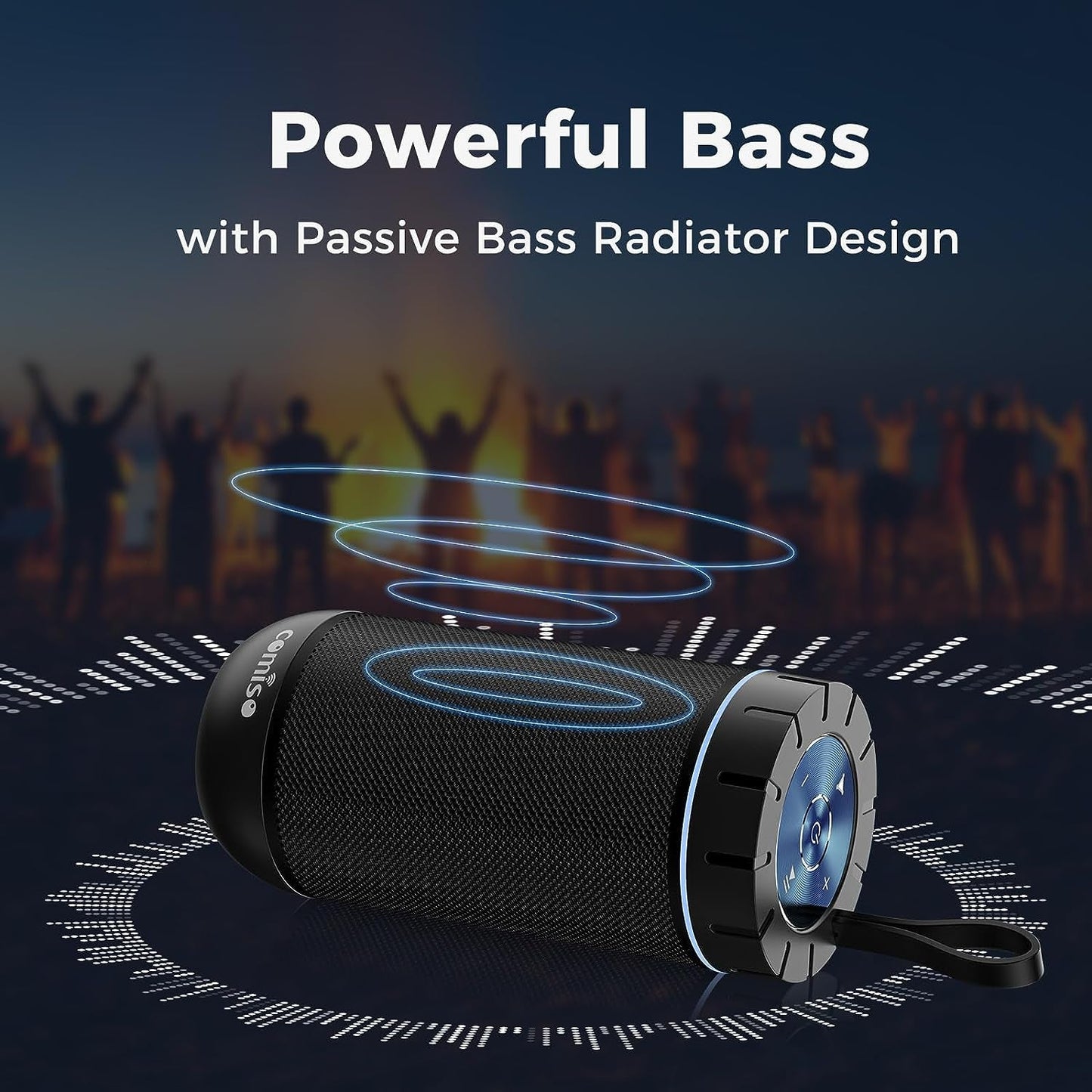 Bluetooth Speaker, IP65 Waterproof Portable Speaker with 360° HD Stereo Sound, Punchy Bass, TWS Pairing, 24H Playtime, Wireless Speakers for Home/Outdoor/Camping/Beach, Gifts for Unisex - Techlyn