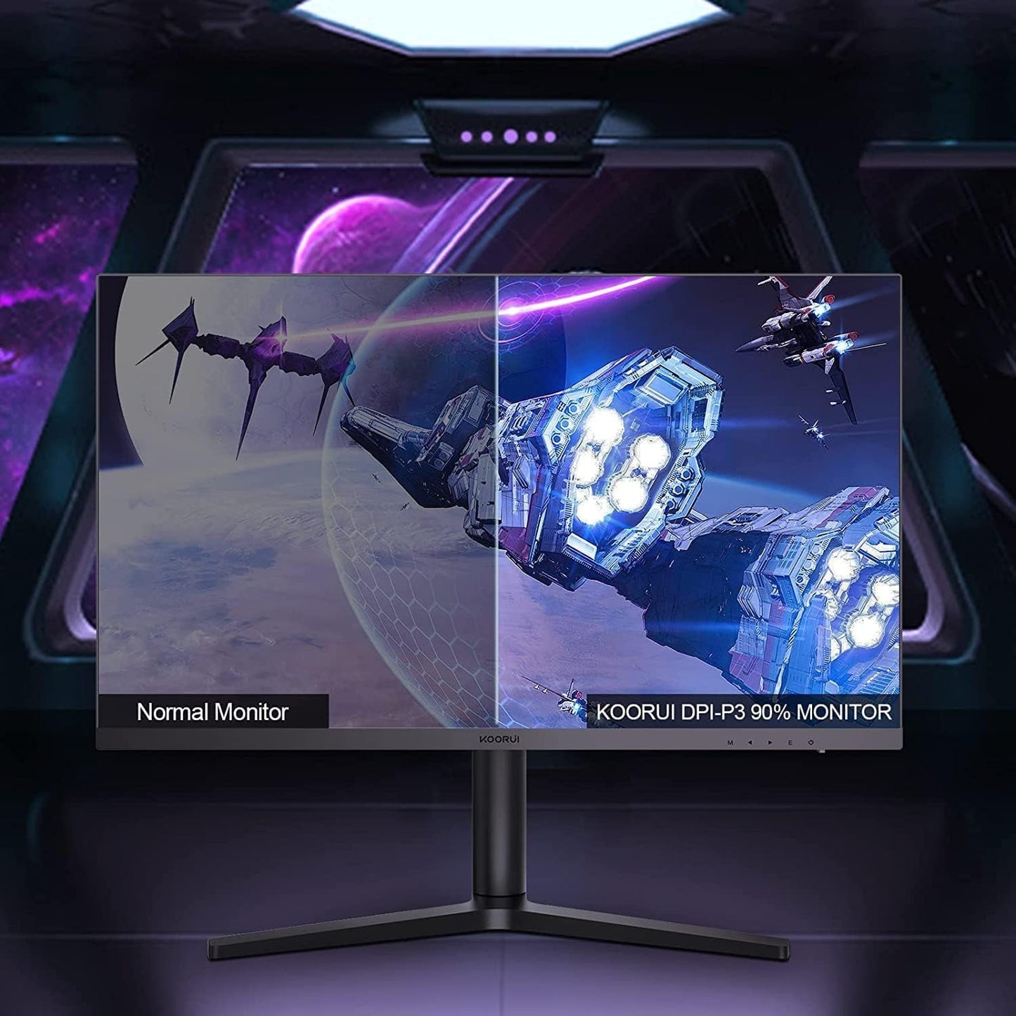 FHD 27 Inch Monitor, Fast IPS Screen (1920 * 1080P, 165HZ 1Ms, DCI - P3 90%, DP 1.2+HDM I.4+Type - C Autdio, 300Cd/㎡), Rotating Stand, Narrow Bezel on Three Sides, Black Blue - Techlyn