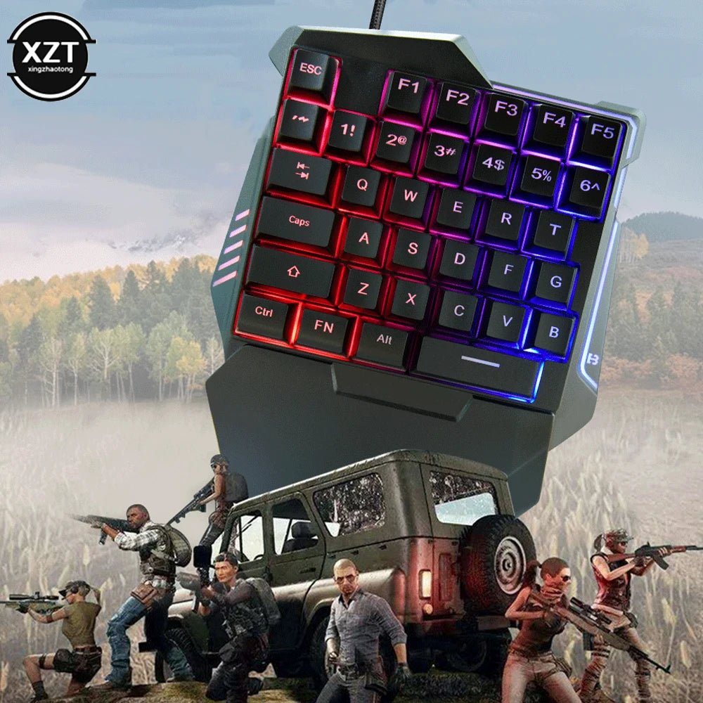 USB One - Handed Keyboard Gaming Mechanical Feel Keyboard Portable 35 Keys Mini Wired Keyboard Ergonomic Gaming Keyboard - Techlyn