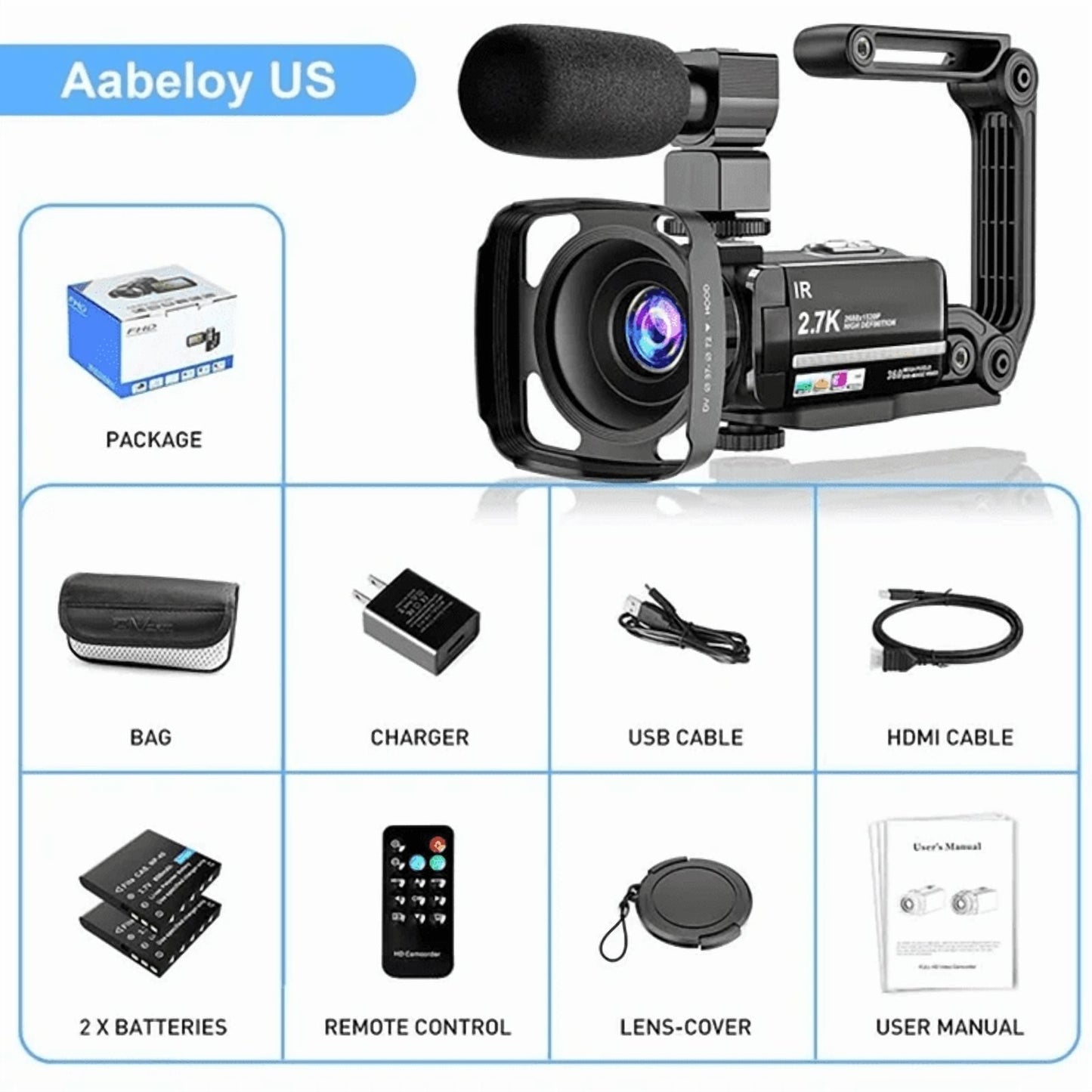 Video Camera Camcorder 4K for Youtube Vlogging Digital Camera IPS 48MP 16X Digital Zoom Camera Recorder - Techlyn