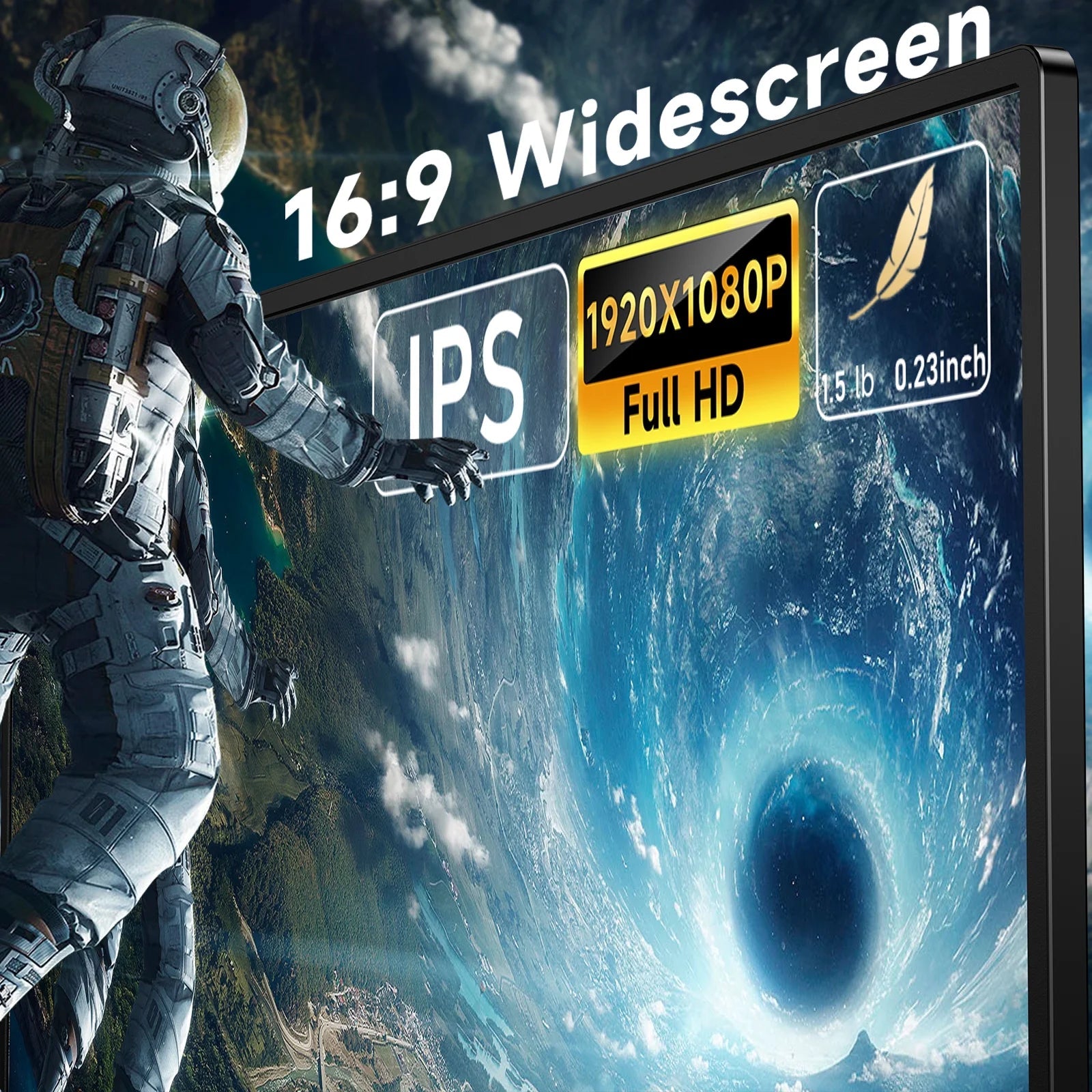 15.6'' Portable Monitor, 1080P FHD IPS Laptop Monitor with Case (Black) - Techlyn