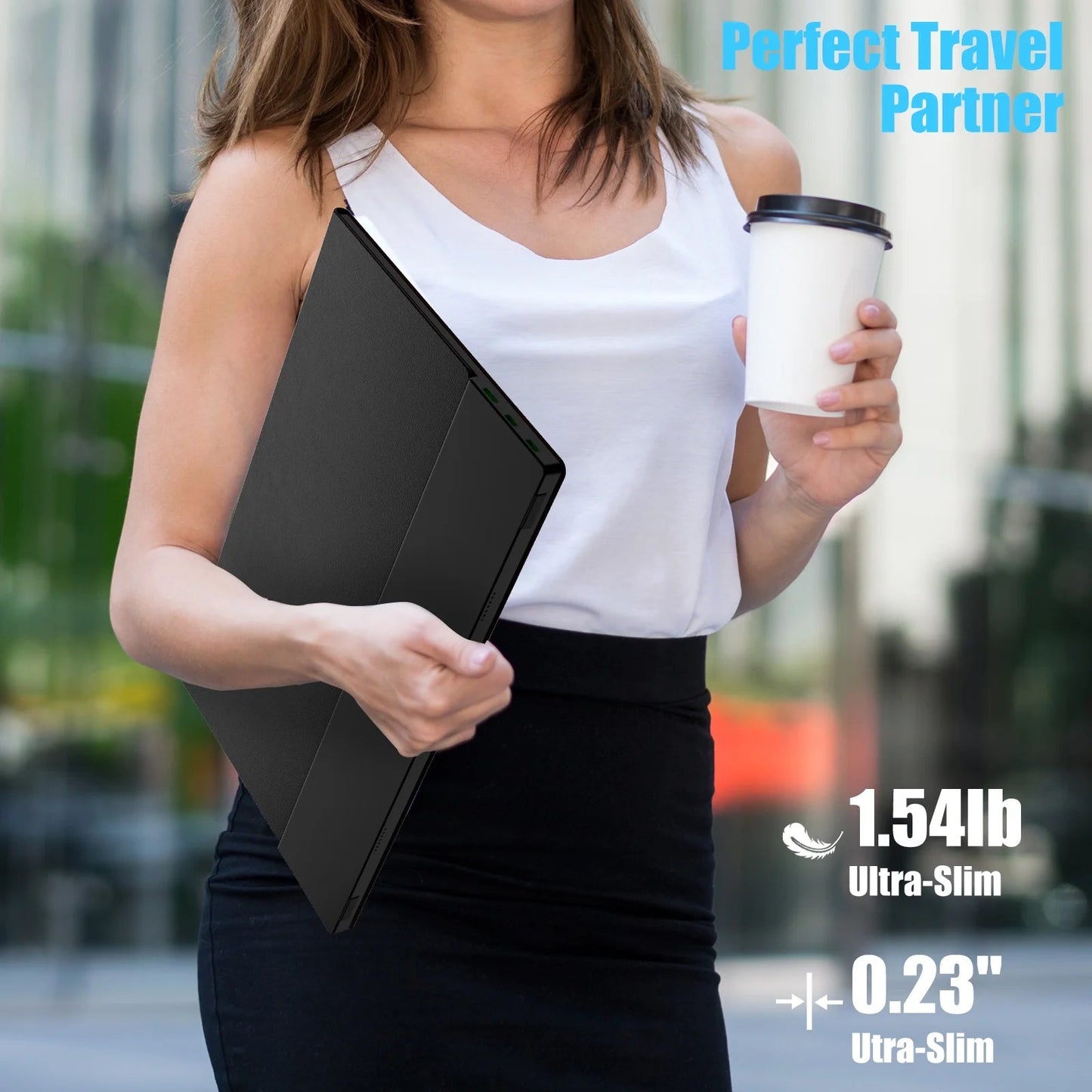 15.6'' Portable Monitor, 1080P FHD IPS Laptop Monitor with Case (Black) - Techlyn