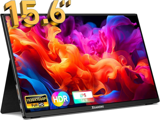 15.6'' Portable Monitor, 1080P FHD IPS Laptop Monitor with Case (Black) - Techlyn