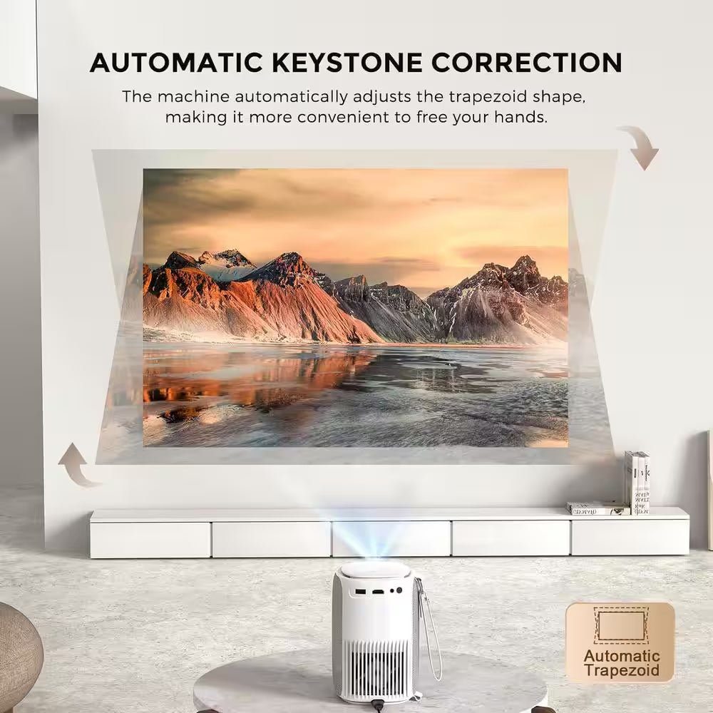 1920 X 1080 Full HD Wifi Bluetooth Mini Portable Projector with 9000 - Lumens Handheld & Compatible HDMI USB, Audio Port - Techlyn