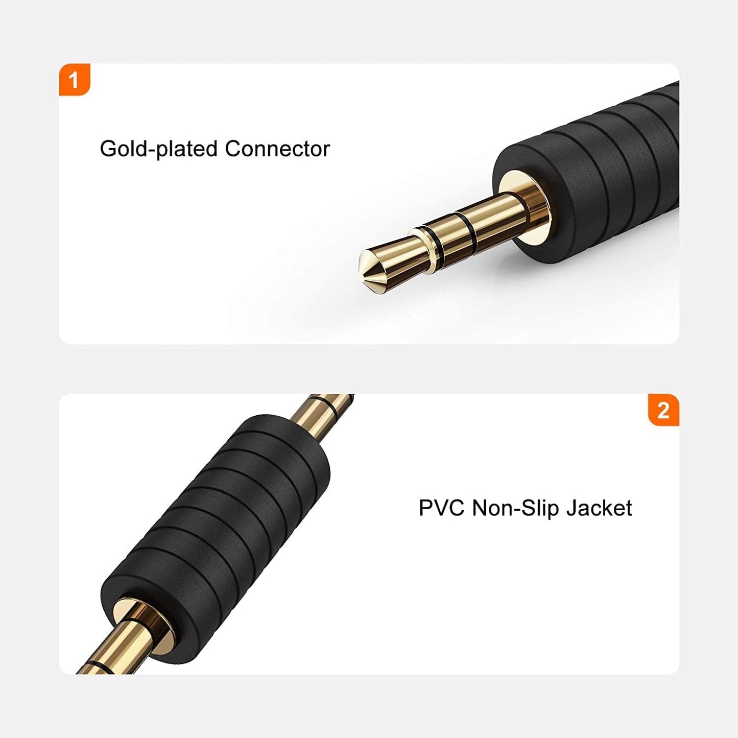 2 Pack 3.5Mm 1/8 Stereo Jack to 3.5Mm Audio Male to Male Adapter Connectors Gold Plated Compatible with for Taotronics, Mpow BH129 Bluetooth Receiver - Techlyn
