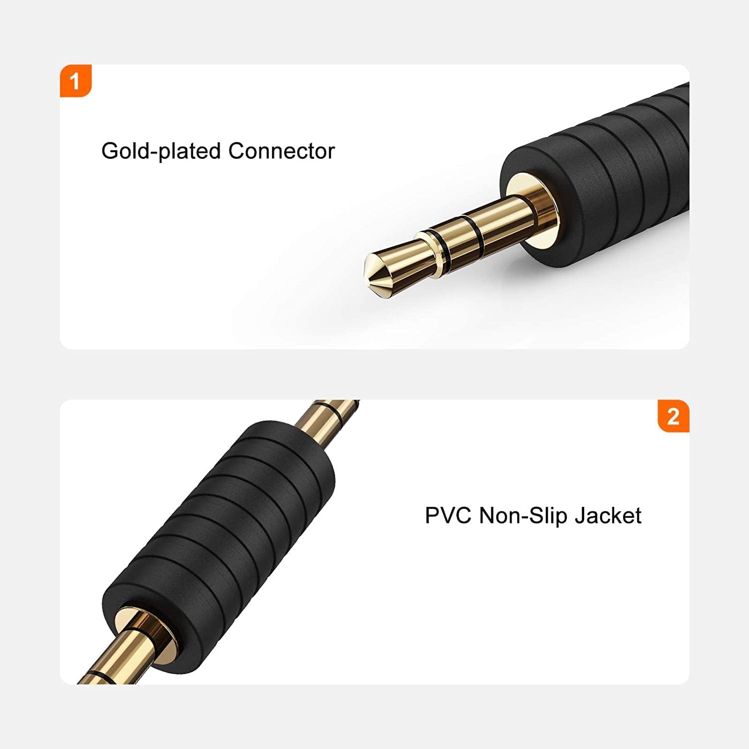 2 Pack 3.5Mm 1/8 Stereo Jack to 3.5Mm Audio Male to Male Adapter Connectors Gold Plated Compatible with for Taotronics, Mpow BH129 Bluetooth Receiver - Techlyn