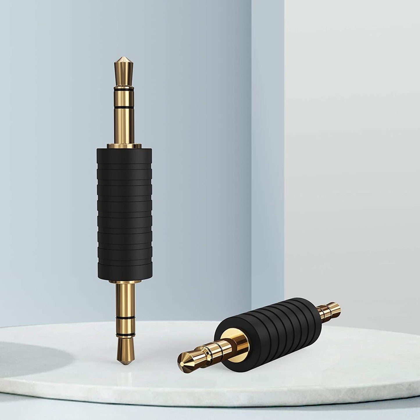 2 Pack 3.5Mm 1/8 Stereo Jack to 3.5Mm Audio Male to Male Adapter Connectors Gold Plated Compatible with for Taotronics, Mpow BH129 Bluetooth Receiver - Techlyn