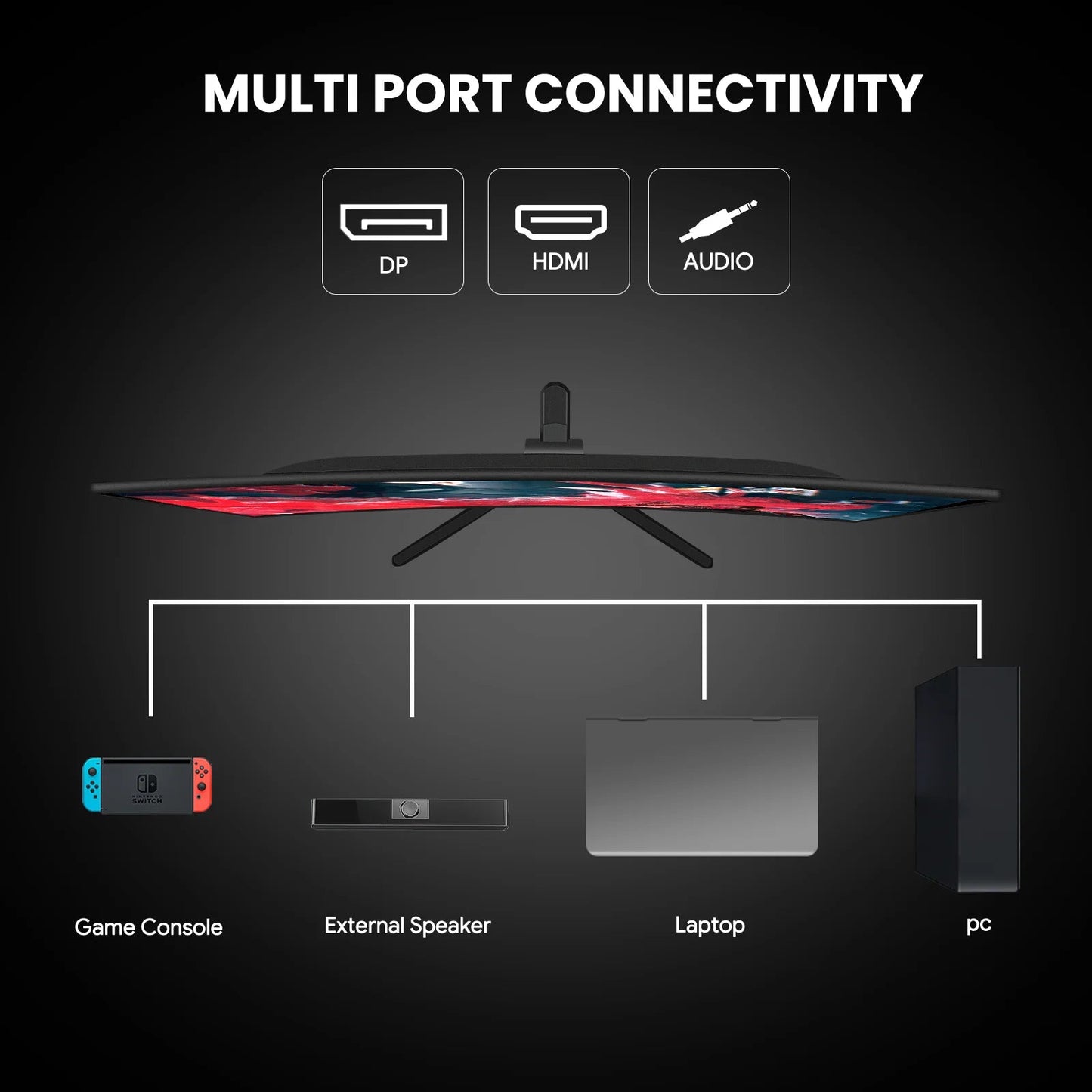 24" 200Hz Gaming Monitor,Ips Panel,Fhd 1080P, Built - In Speakers, 120% Srgb, Freesync, Black - Techlyn