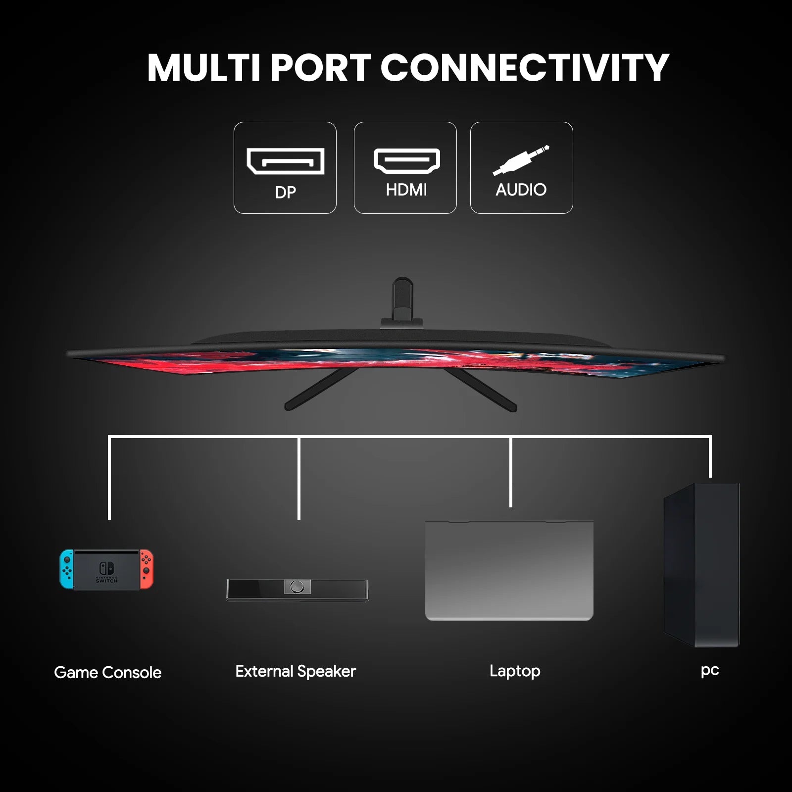 24" 200Hz Gaming Monitor,Ips Panel,Fhd 1080P, Built - In Speakers, 120% Srgb, Freesync, Black - Techlyn