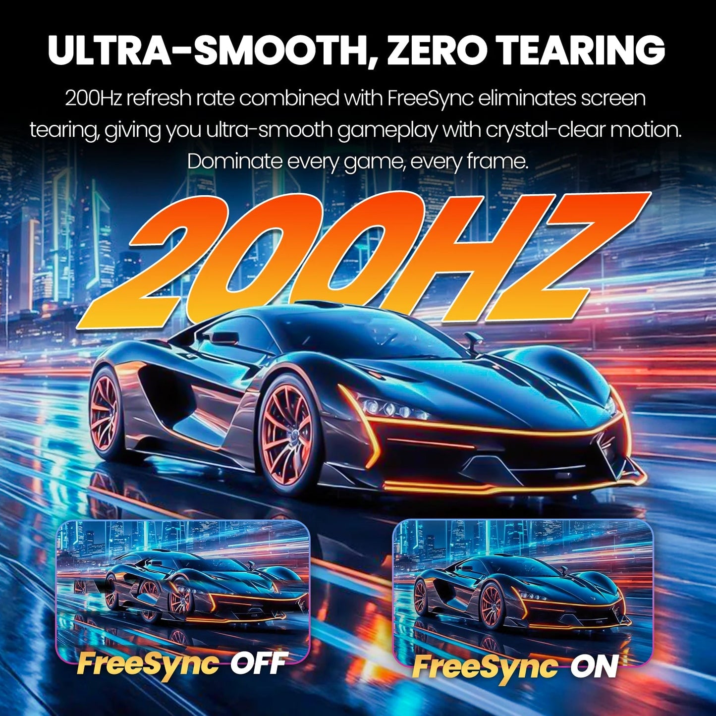 24" 200Hz Gaming Monitor,Ips Panel,Fhd 1080P, Built - In Speakers, 120% Srgb, Freesync, Black - Techlyn