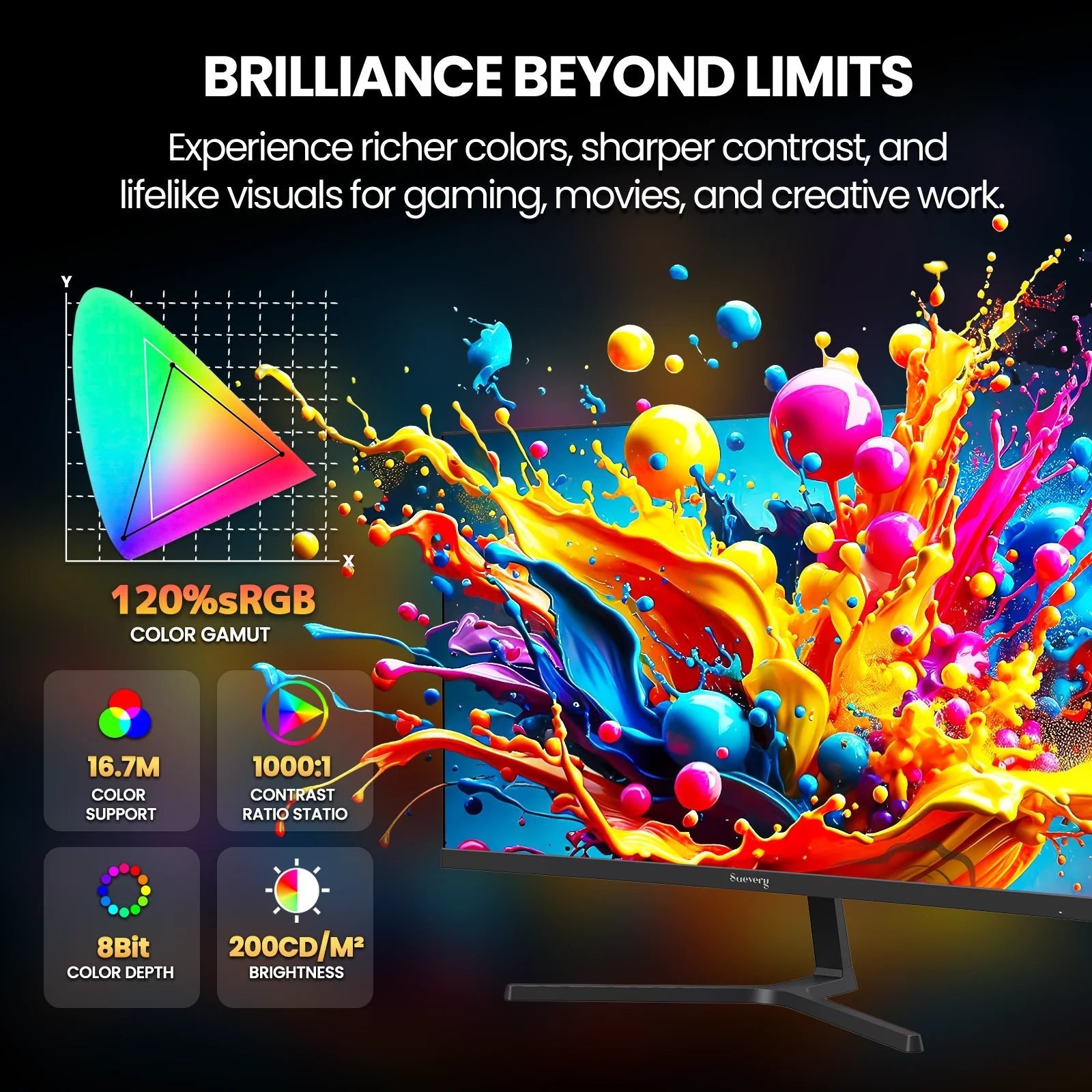 24" 200Hz Gaming Monitor,Ips Panel,Fhd 1080P, Built - In Speakers, 120% Srgb, Freesync, Black - Techlyn