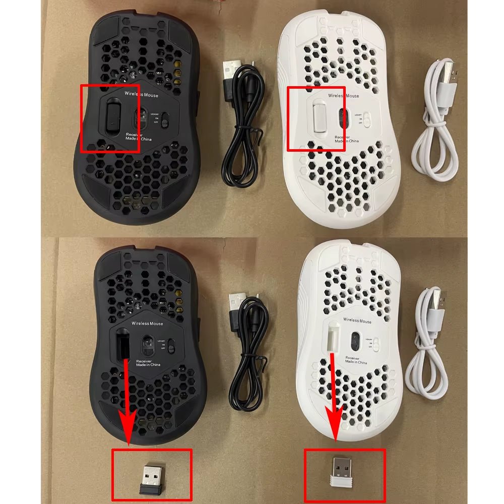 2.4G Wireless Mouse with RGB Backlit 6 - Button 3 - Speed DPI Type C Rechargeable Ergonomic Honeycomb Design Gaming Mouse - Techlyn