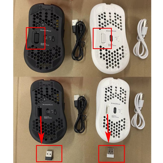 2.4G Wireless Mouse with RGB Backlit 6 - Button 3 - Speed DPI Type C Rechargeable Ergonomic Honeycomb Design Gaming Mouse - Techlyn