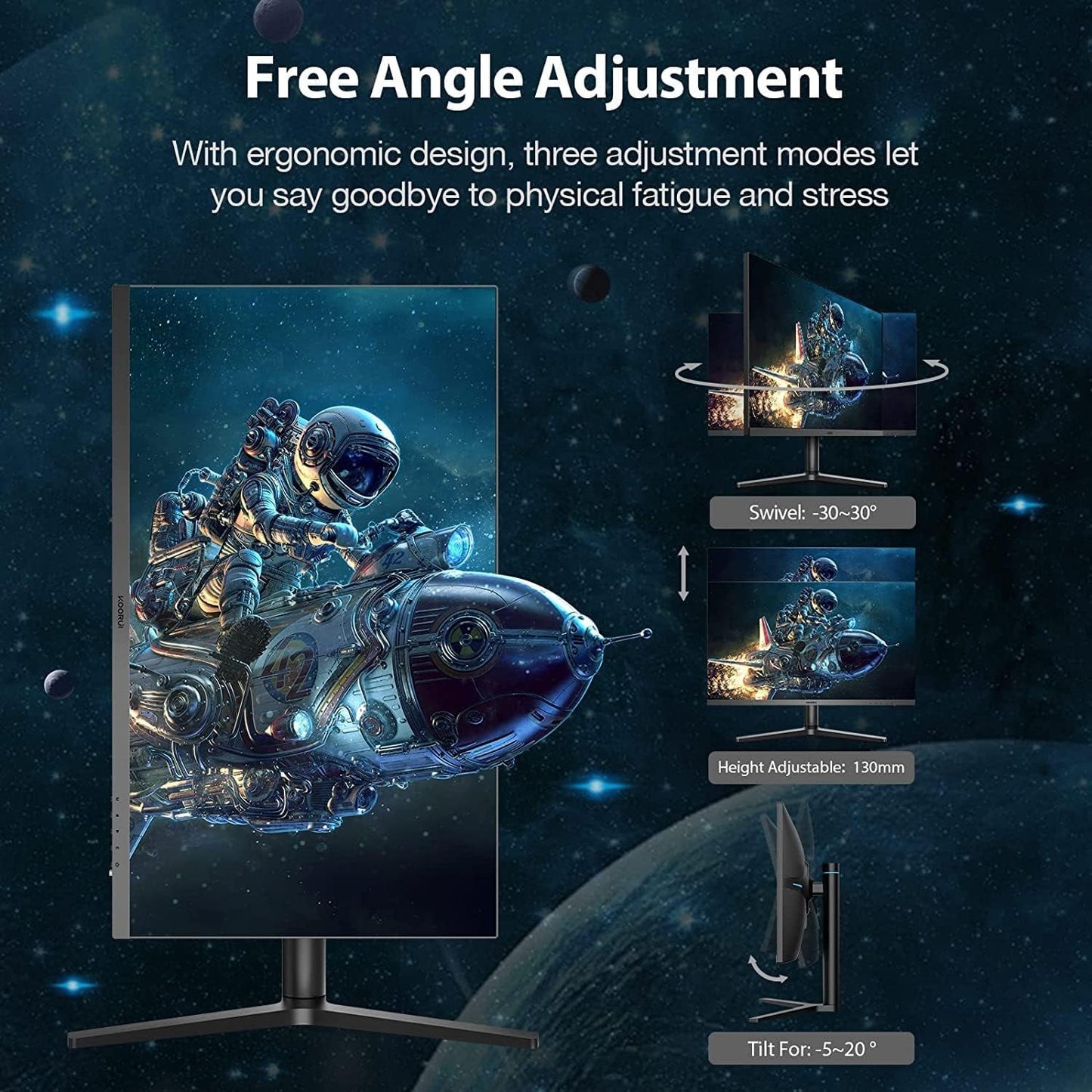 27 Inch QHD Gaming Monitor 240 Hz, VA, 1Ms, DCI - P3 95% Color Gamut, Freesync G - Sync Compatible, (2560X1440, HDMI, Displayport) Black - Techlyn