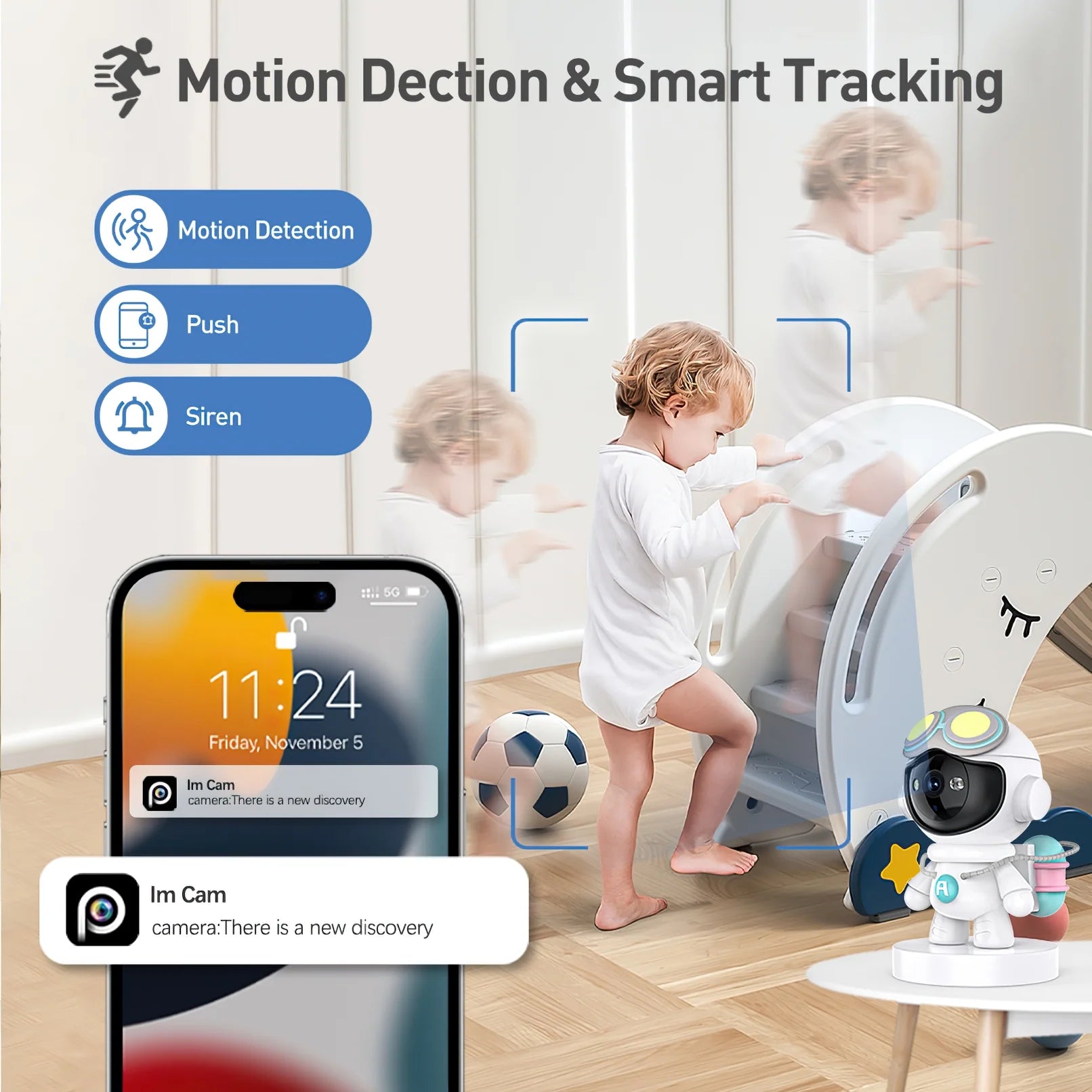 2K Indoor Security Camera for Baby Monitor, Dog Camera with Motion Detection, 2 - Way Audio & Night Vision, Wifi Nanny Camera with Safety Alerts, Cloud & SD Card Storage - Techlyn