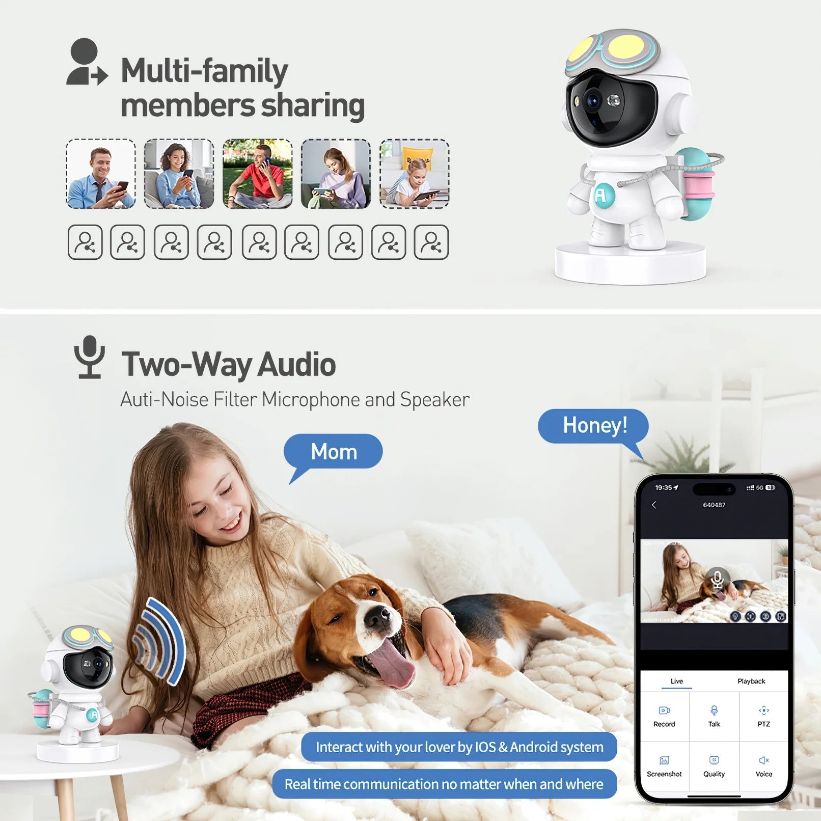 2K Indoor Security Camera for Baby Monitor, Dog Camera with Motion Detection, 2 - Way Audio & Night Vision, Wifi Nanny Camera with Safety Alerts, Cloud & SD Card Storage - Techlyn