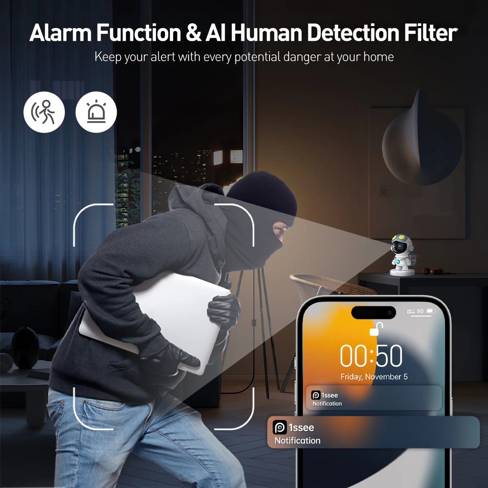 2K Indoor Security Camera for Baby Monitor, Dog Camera with Motion Detection, 2 - Way Audio & Night Vision, Wifi Nanny Camera with Safety Alerts, Cloud & SD Card Storage - Techlyn