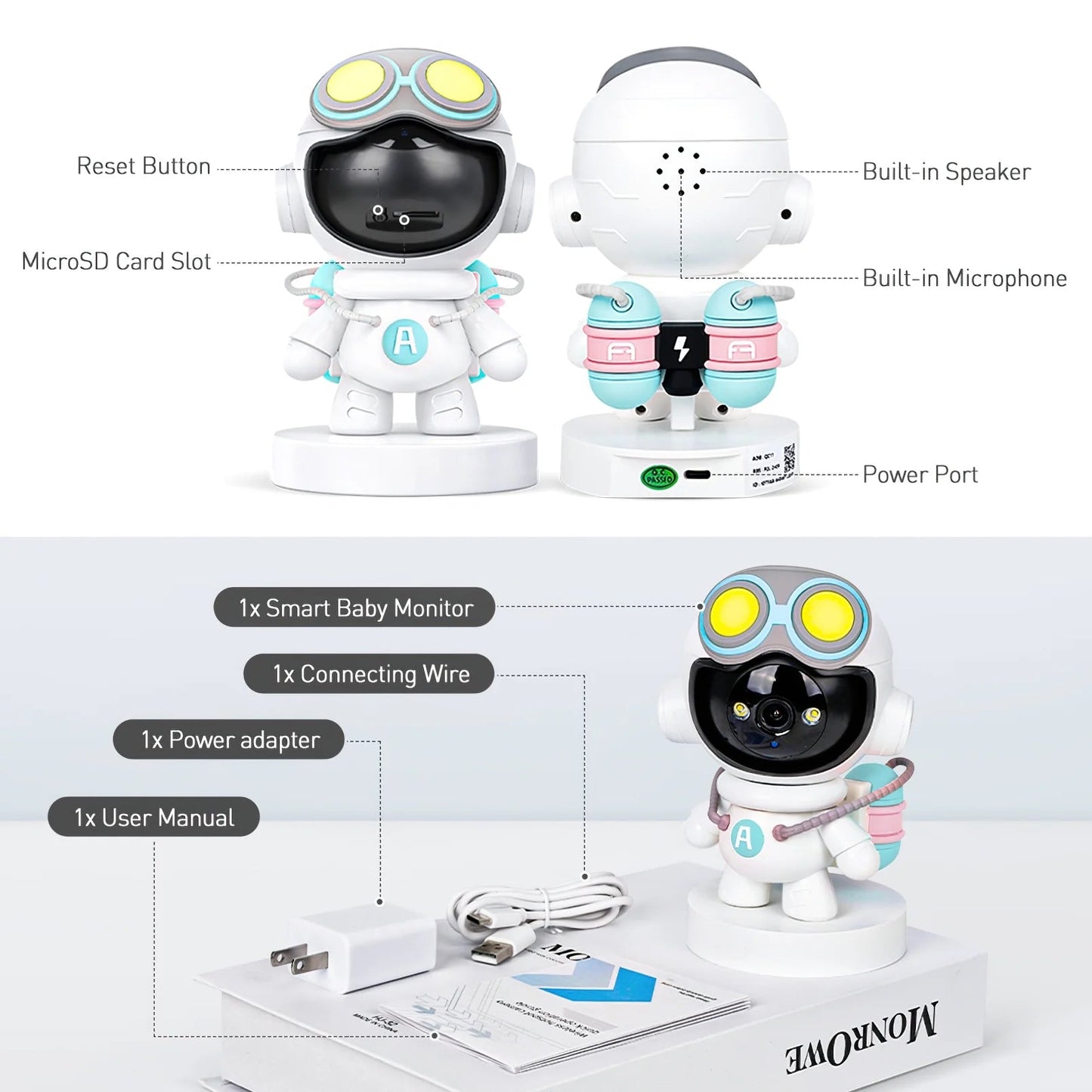 2K Indoor Security Camera for Baby Monitor, Dog Camera with Motion Detection, 2 - Way Audio & Night Vision, Wifi Nanny Camera with Safety Alerts, Cloud & SD Card Storage - Techlyn