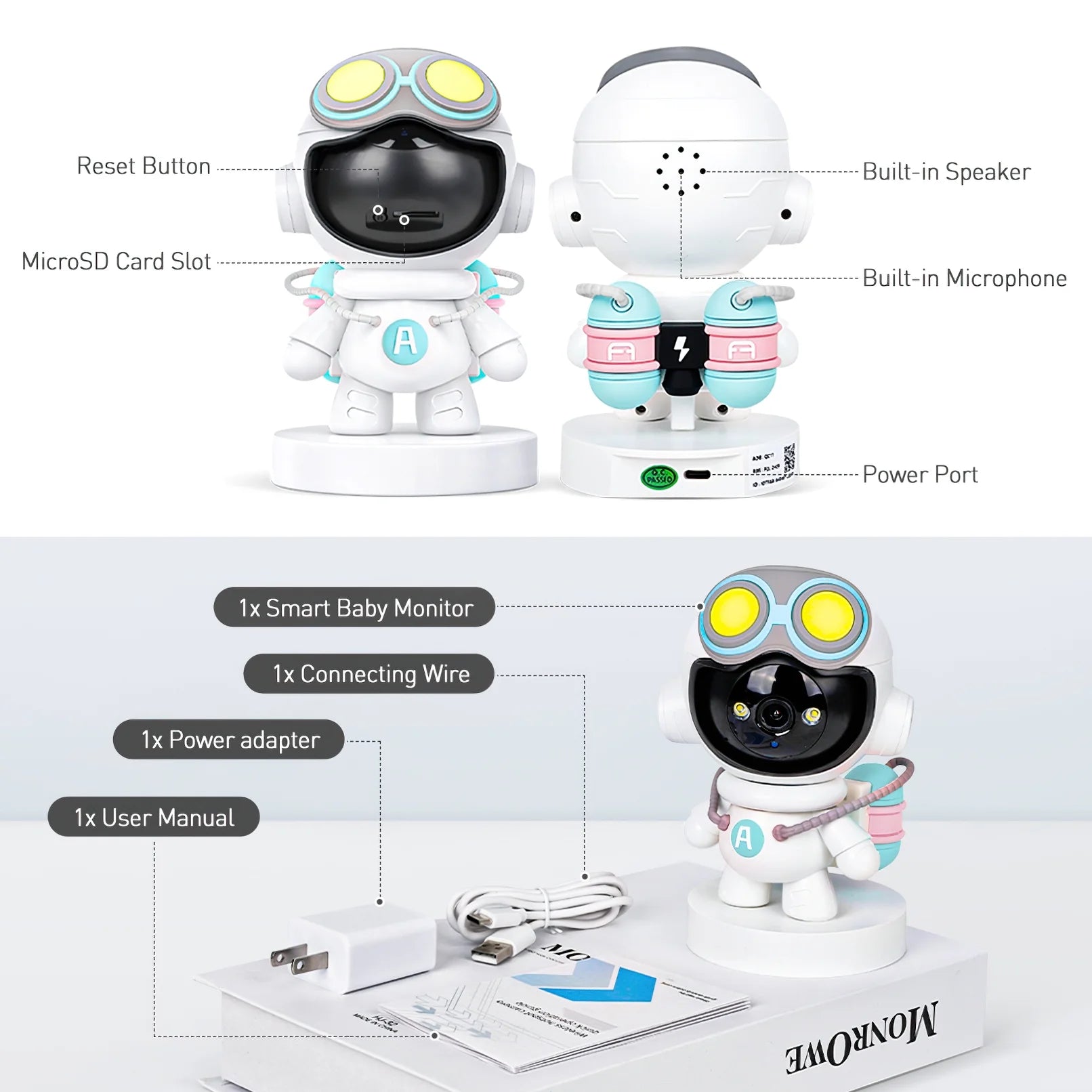 2K Indoor Security Camera for Baby Monitor, Dog Camera with Motion Detection, 2 - Way Audio & Night Vision, Wifi Nanny Camera with Safety Alerts, Cloud & SD Card Storage - Techlyn