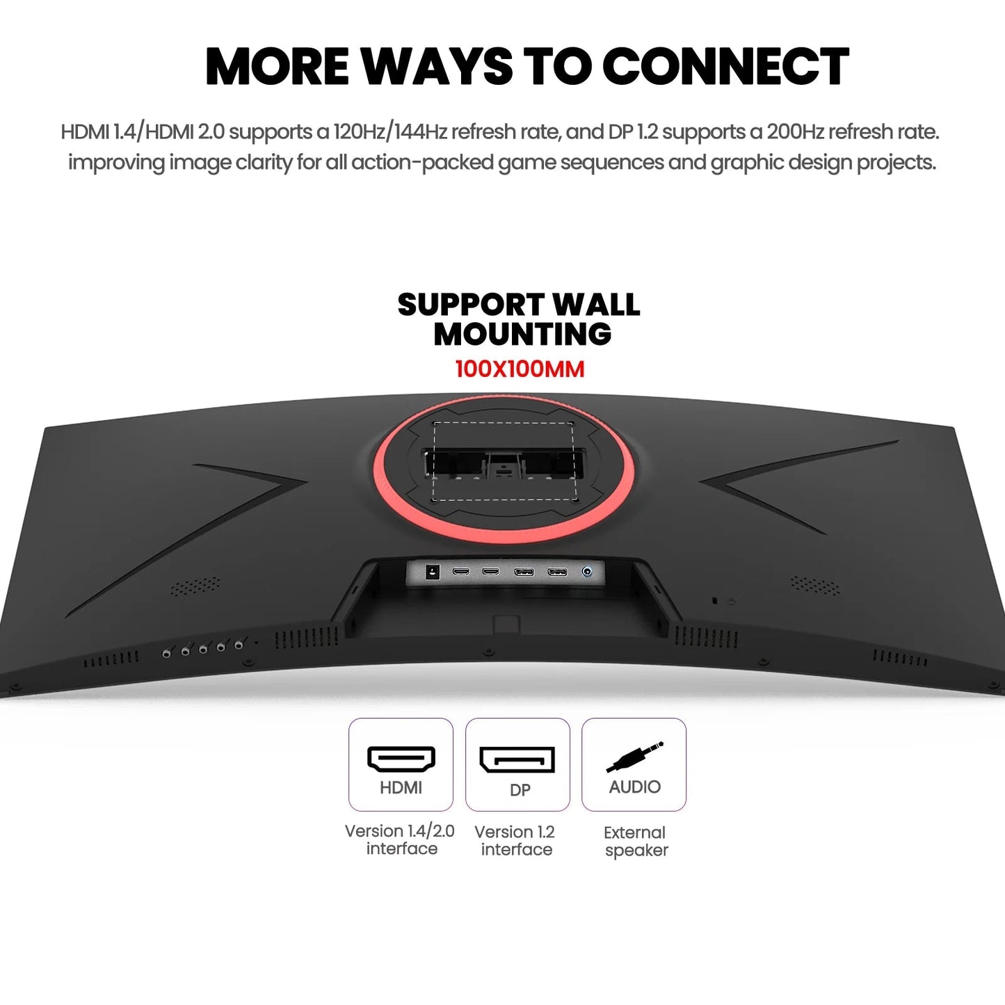 30" Curved Ultrawide Monitor WFHD 200Hz 1500R HDMI DP Black - Techlyn