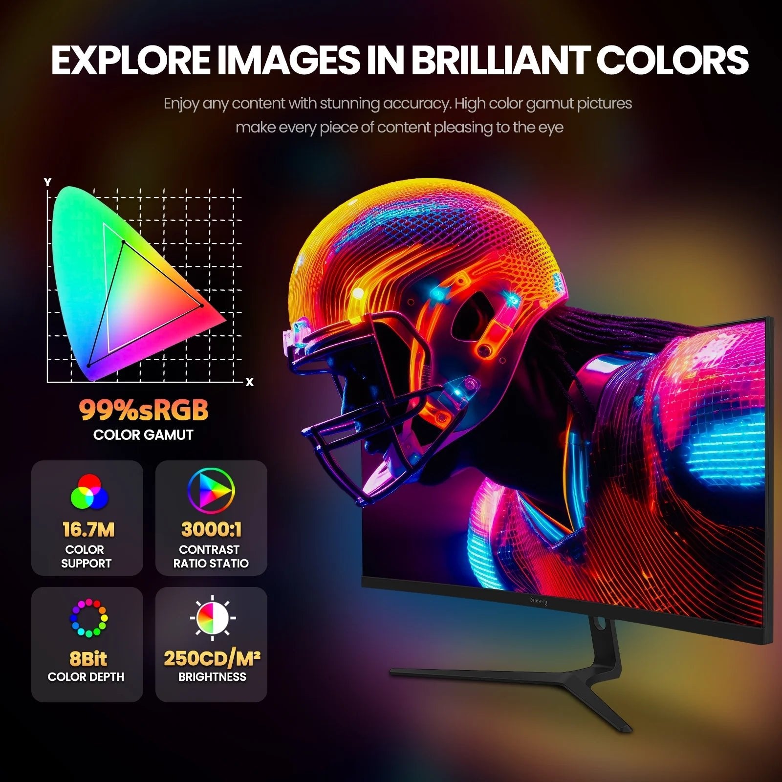 30" Curved Ultrawide Monitor WFHD 200Hz 1500R HDMI DP Black - Techlyn