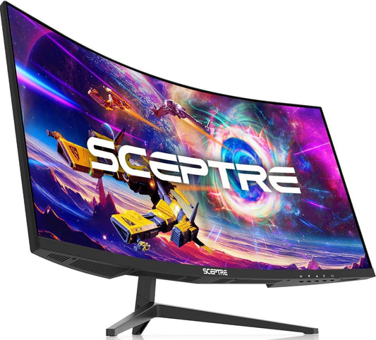 30 - Inch Curved Gaming Monitor 21:9 2560X1080 Ultra Wide/ Slim HDMI Displayport up to 200Hz Build - In Speakers, Metal Black (C305B - 200UN1) - Techlyn