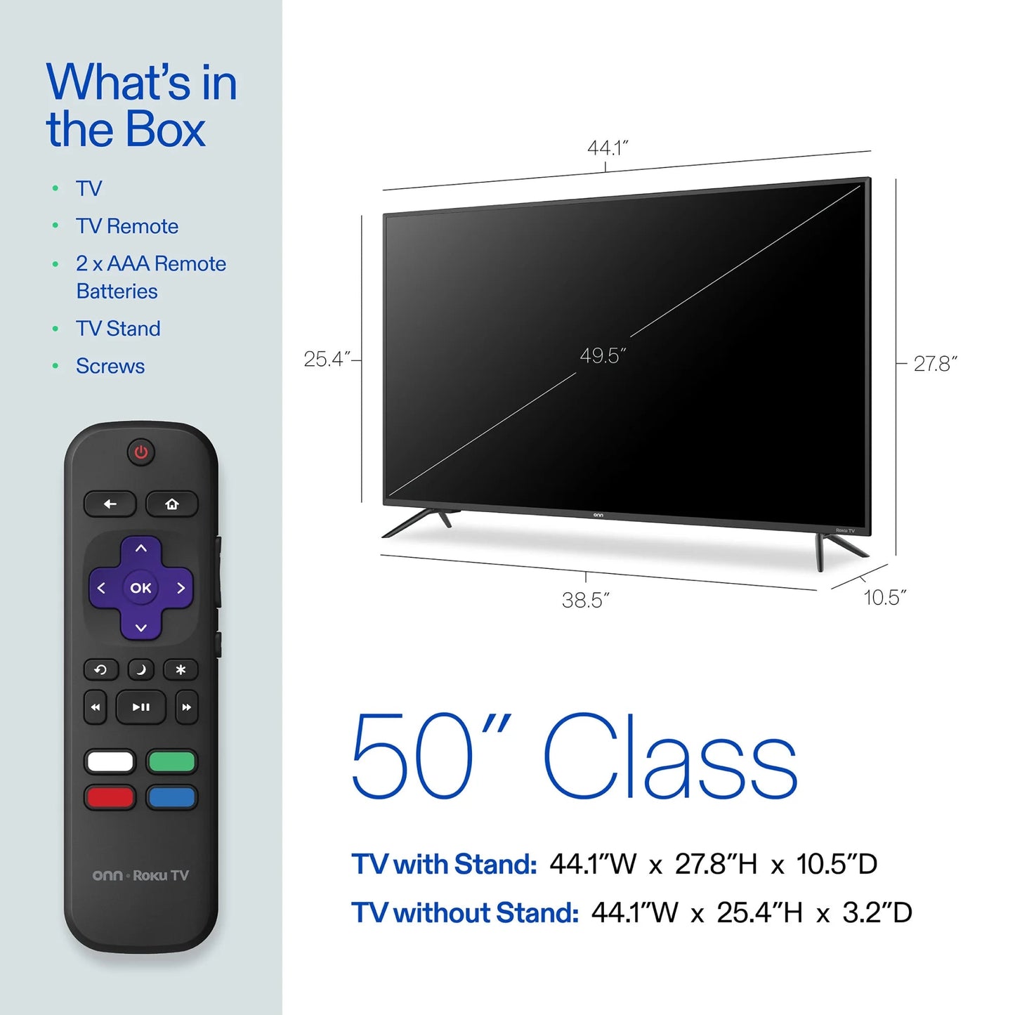 50” Class 4K UHD Roku Smart Television, 100012585 - Techlyn