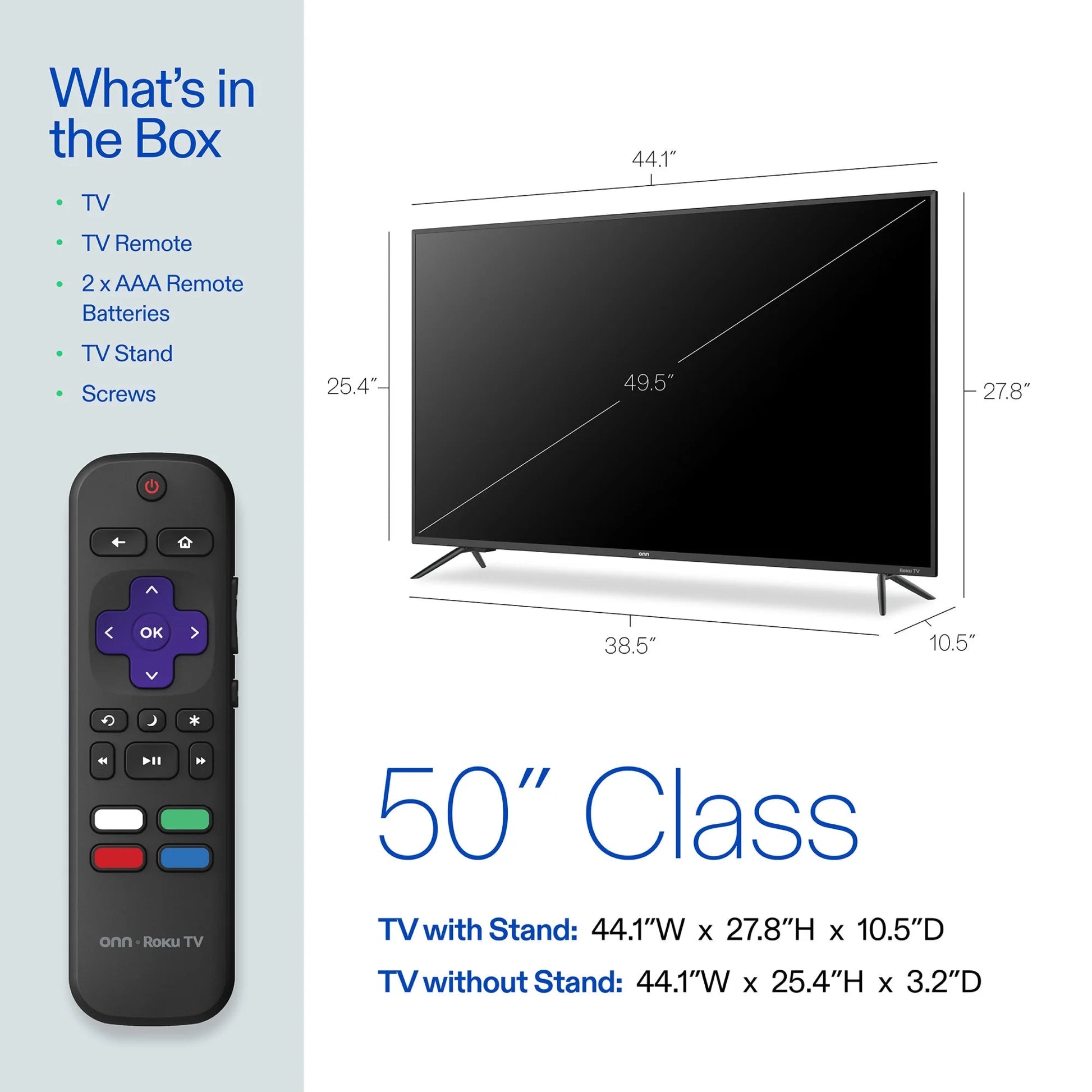 50” Class 4K UHD Roku Smart Television, 100012585 - Techlyn