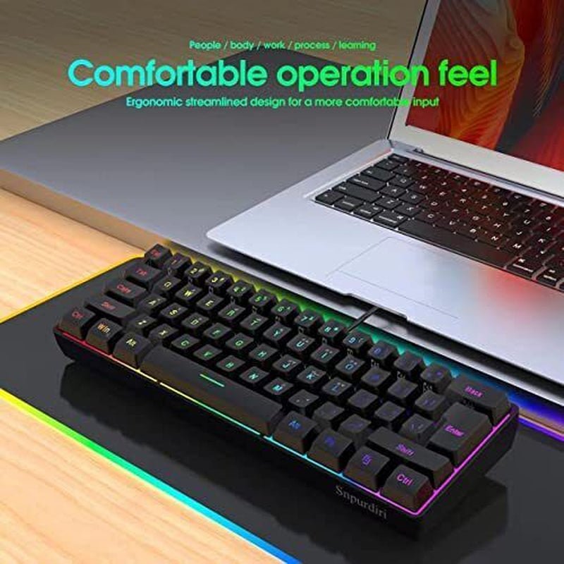 60% Wired Gaming Keyboard, RGB Backlit Ultra - Compact Mini Keyboard, Waterproo... - Techlyn