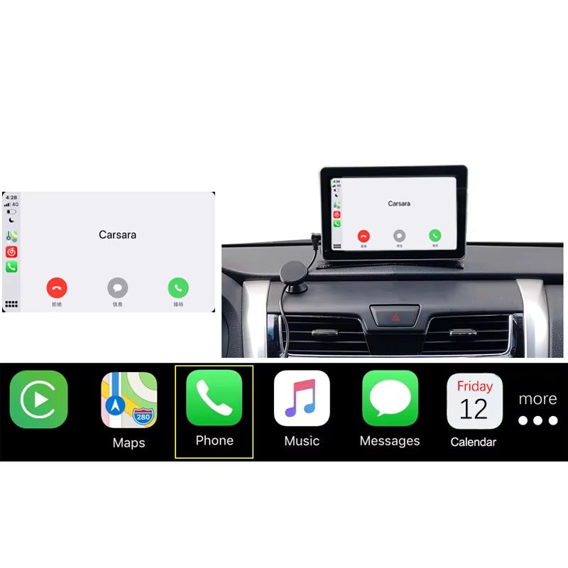 7” Universal Wireless Carplay Touch Screen Wired Androidauto Display with Bt5.0 Multimedia Navigation System for All Cars - Techlyn