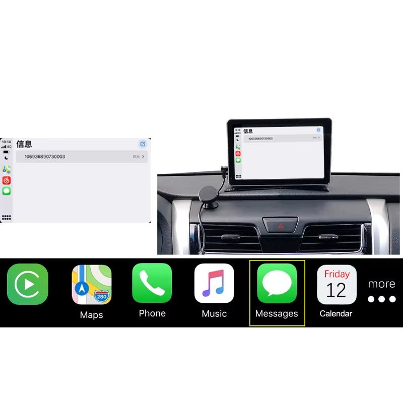 7” Universal Wireless Carplay Touch Screen Wired Androidauto Display with Bt5.0 Multimedia Navigation System for All Cars - Techlyn