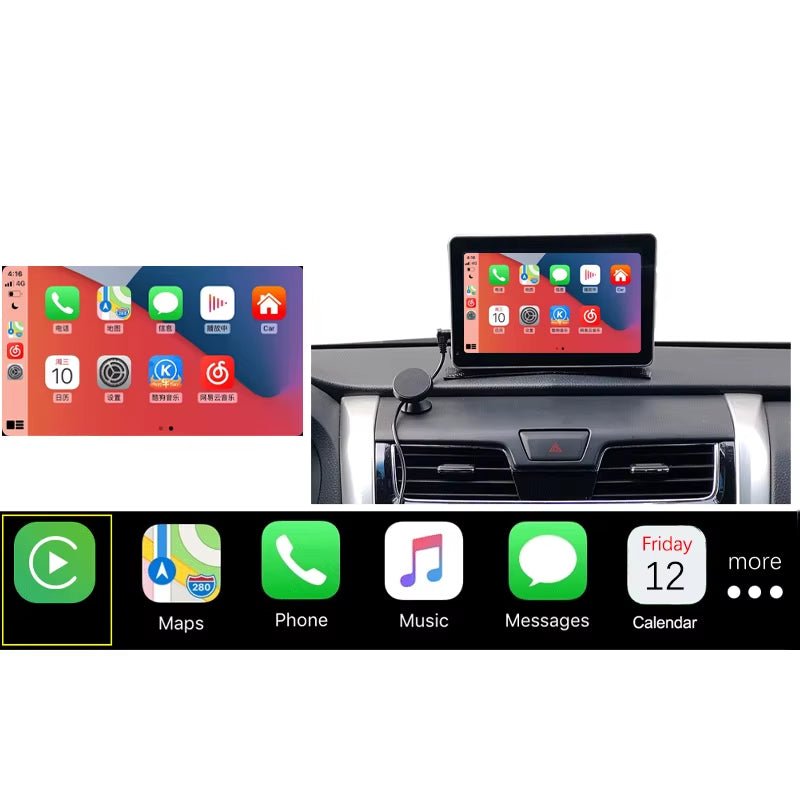 7” Universal Wireless Carplay Touch Screen Wired Androidauto Display with Bt5.0 Multimedia Navigation System for All Cars - Techlyn