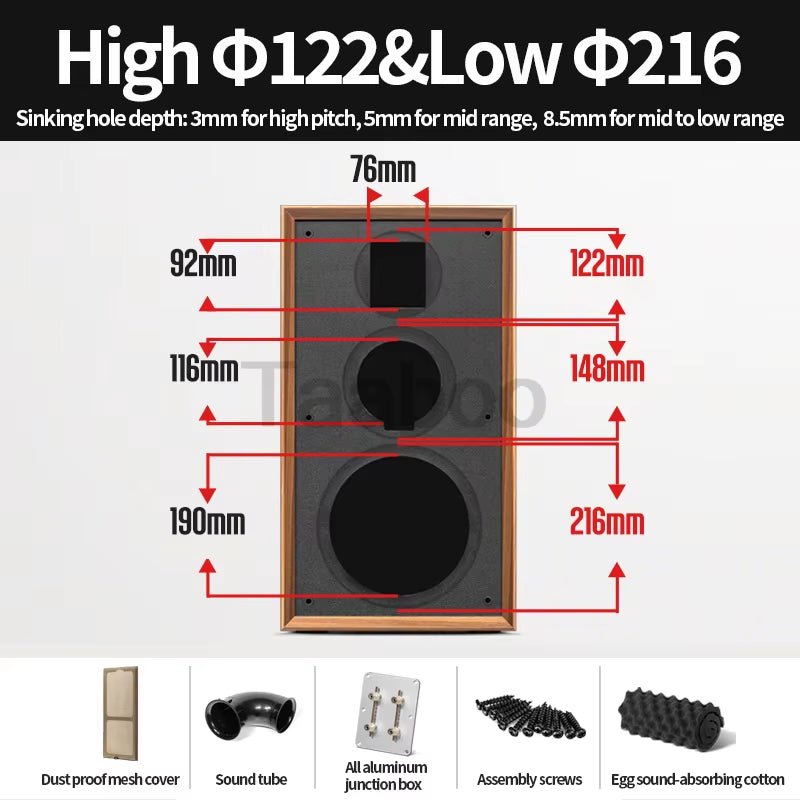 8 Inch Three - Way Labyrinth Speaker Empty Box Bookshelf Speaker Home Speaker DIY Hifi Audio Wooden Handmade Box Passive Speaker - Techlyn