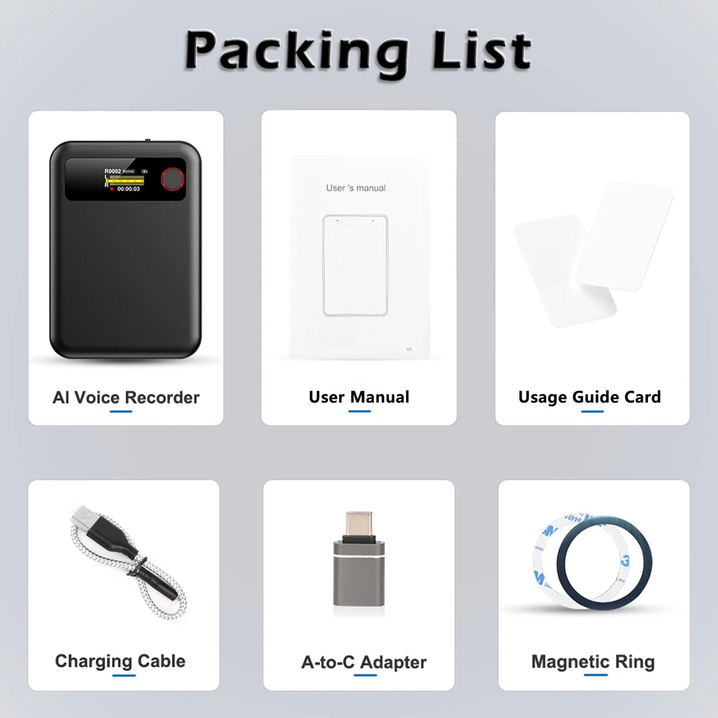 AI Voice Recorder with Transcribe, Translation, APP Control, AI Analysis Summarize for Lectures Meetings Calls, Support 100+ Languages, 64GB Memory - Techlyn