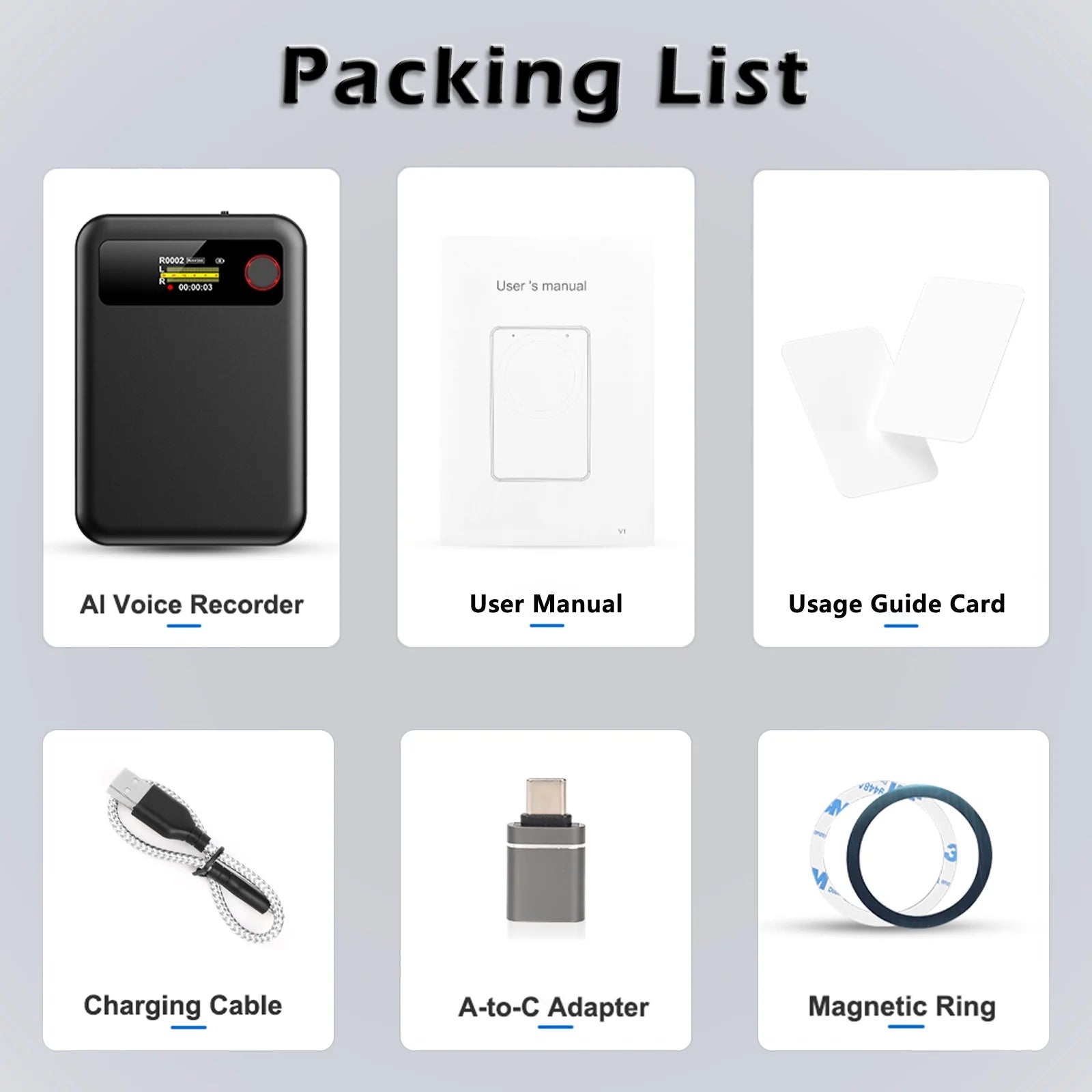 AI Voice Recorder with Transcribe, Translation, APP Control, AI Analysis Summarize for Lectures Meetings Calls, Support 100+ Languages, 64GB Memory - Techlyn