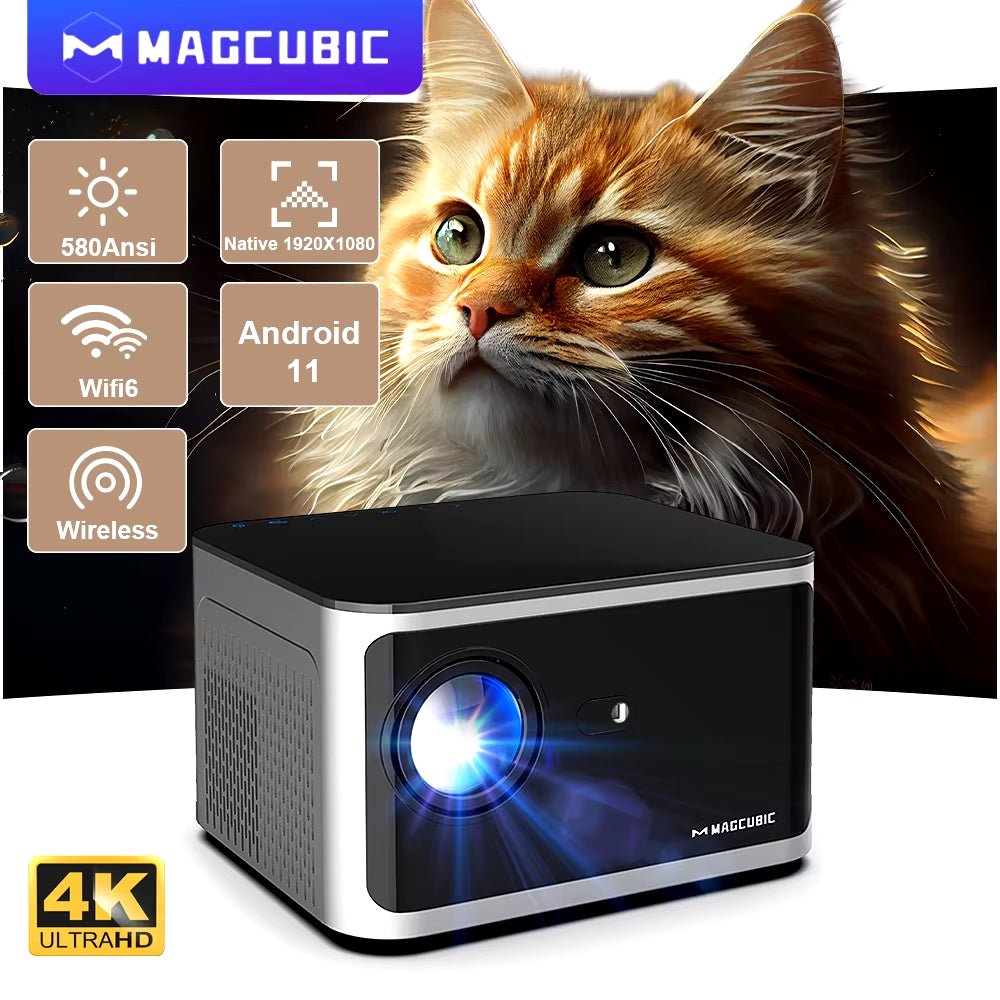 Android 11 4K Smart Projector 580ANSI 1920*1080P Full HD Wifi6 BT5.0 Allwinner H713 Voice Control Home Cinema Theater - Techlyn
