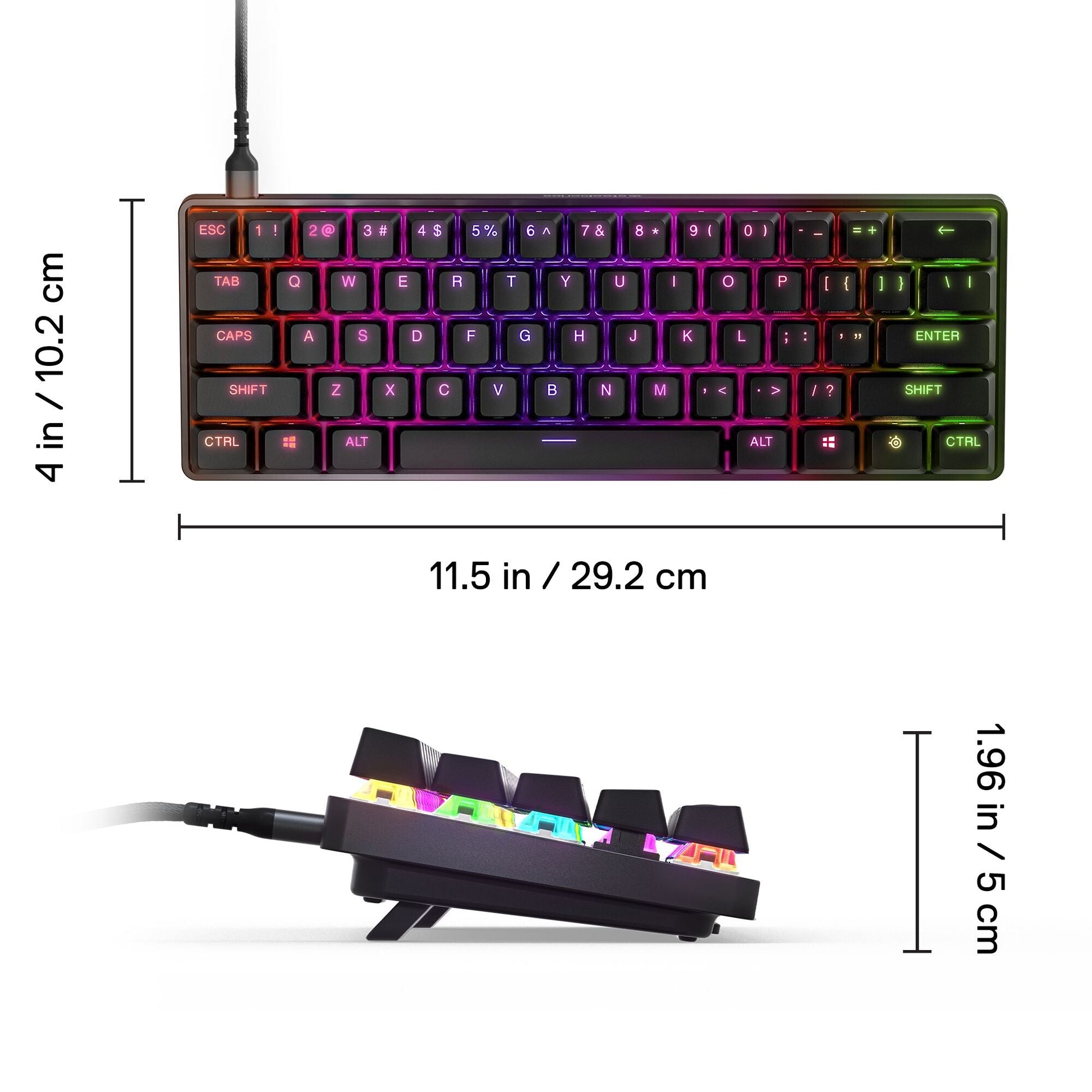  - Apex 9 Mini Gaming Keyboard 60% Wired Optipoint Adjustable Actuation Switch with RGB Lighting - Black - Techlyn