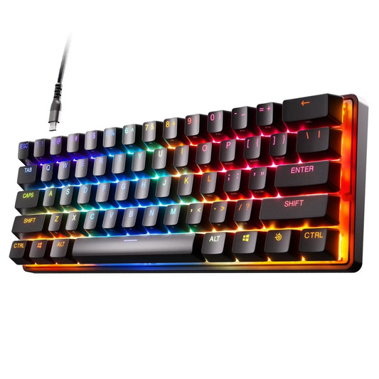  - Apex 9 Mini Gaming Keyboard 60% Wired Optipoint Adjustable Actuation Switch with RGB Lighting - Black - Techlyn
