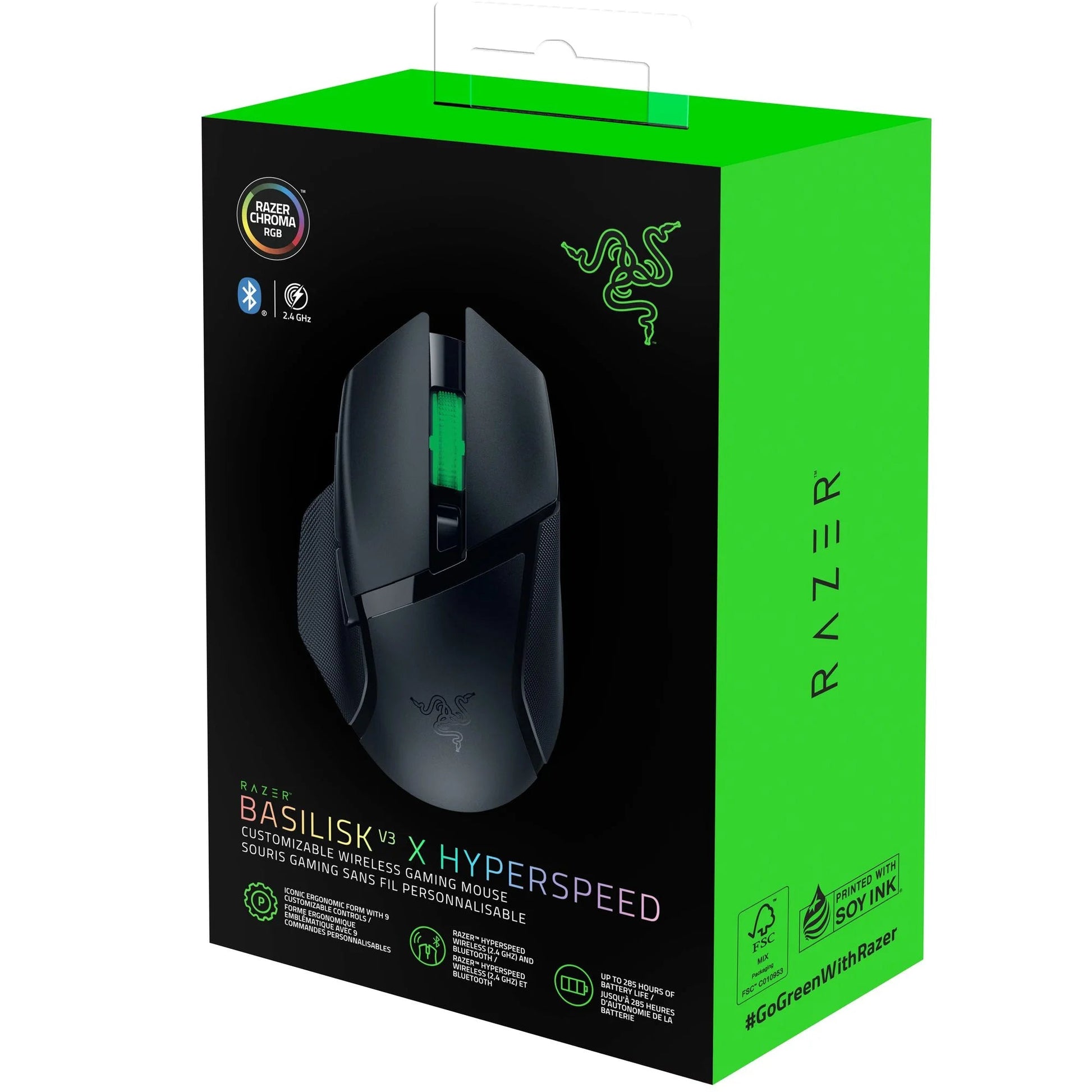 Basilisk V3 X Hyperspeed Wireless Gaming Mouse for PC, RGB Chroma, Black - Techlyn