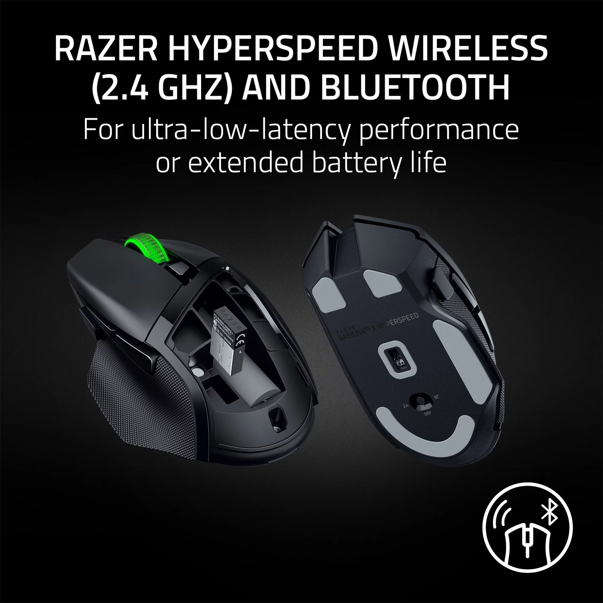 Basilisk V3 X Hyperspeed Wireless Gaming Mouse for PC, RGB Chroma, Black - Techlyn