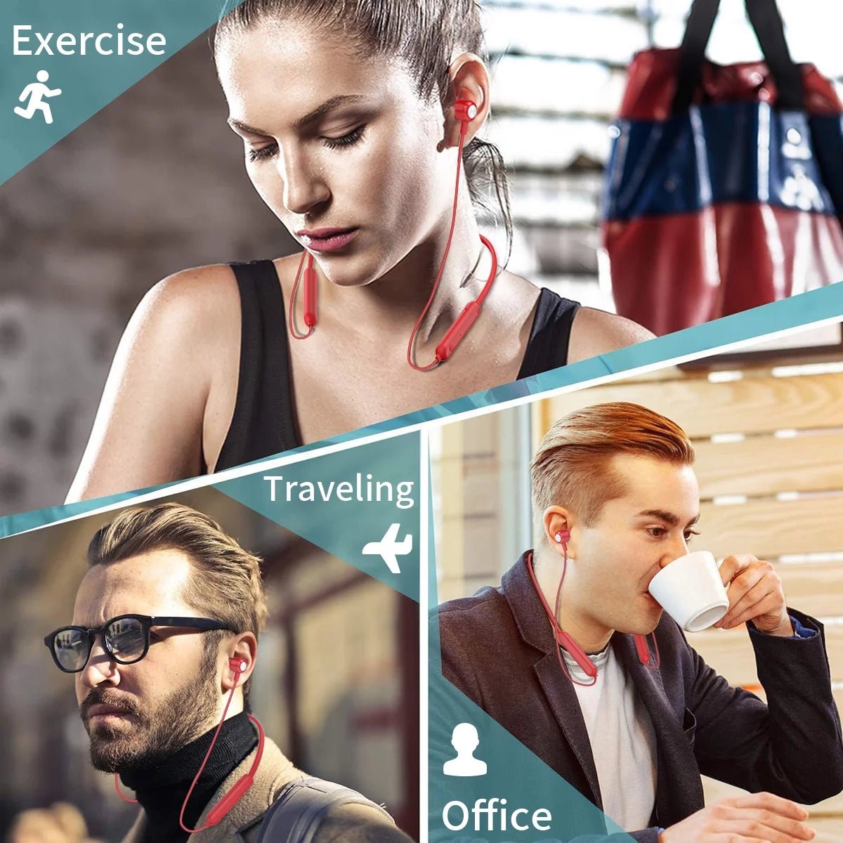 Bluetooth Earbuds Wireless Headphones Bluetooth 5.3 Running Headphones IPX7 Waterproof Earphones with 12 Hrs Playtime Stereo Sound Isolation Headsets for Workout Gym,Red - Techlyn