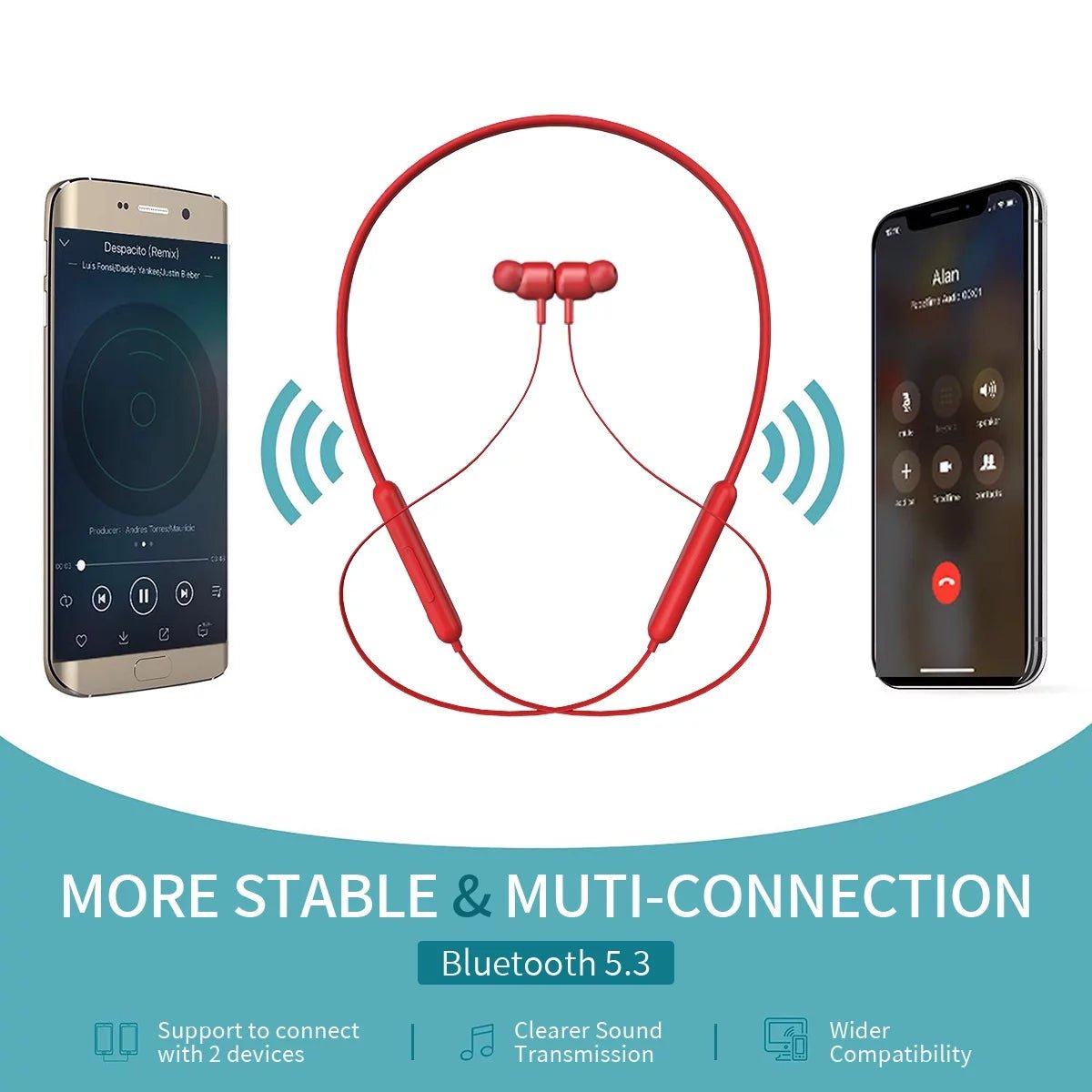 Bluetooth Earbuds Wireless Headphones Bluetooth 5.3 Running Headphones IPX7 Waterproof Earphones with 12 Hrs Playtime Stereo Sound Isolation Headsets for Workout Gym,Red - Techlyn