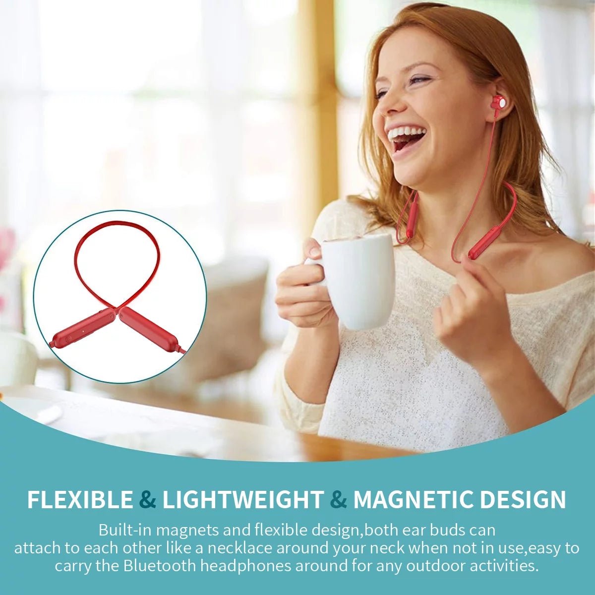 Bluetooth Earbuds Wireless Headphones Bluetooth 5.3 Running Headphones IPX7 Waterproof Earphones with 12 Hrs Playtime Stereo Sound Isolation Headsets for Workout Gym,Red - Techlyn