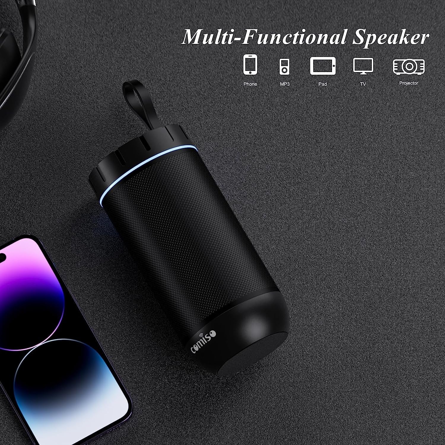 Bluetooth Speaker, IP65 Waterproof Portable Speaker with 360° HD Stereo Sound, Punchy Bass, TWS Pairing, 24H Playtime, Wireless Speakers for Home/Outdoor/Camping/Beach, Gifts for Unisex - Techlyn