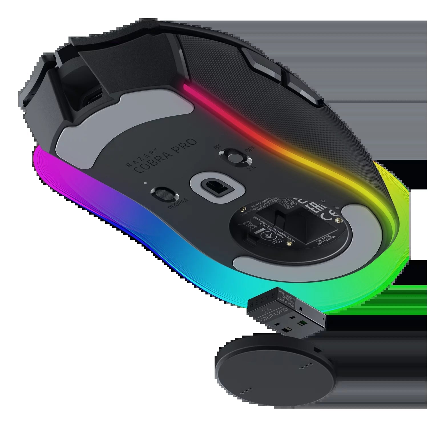 Cobra Pro Lightweight Wireless PC Gaming Mouse with Chroma RGB, Customizable Controls, 77G, Black - Techlyn