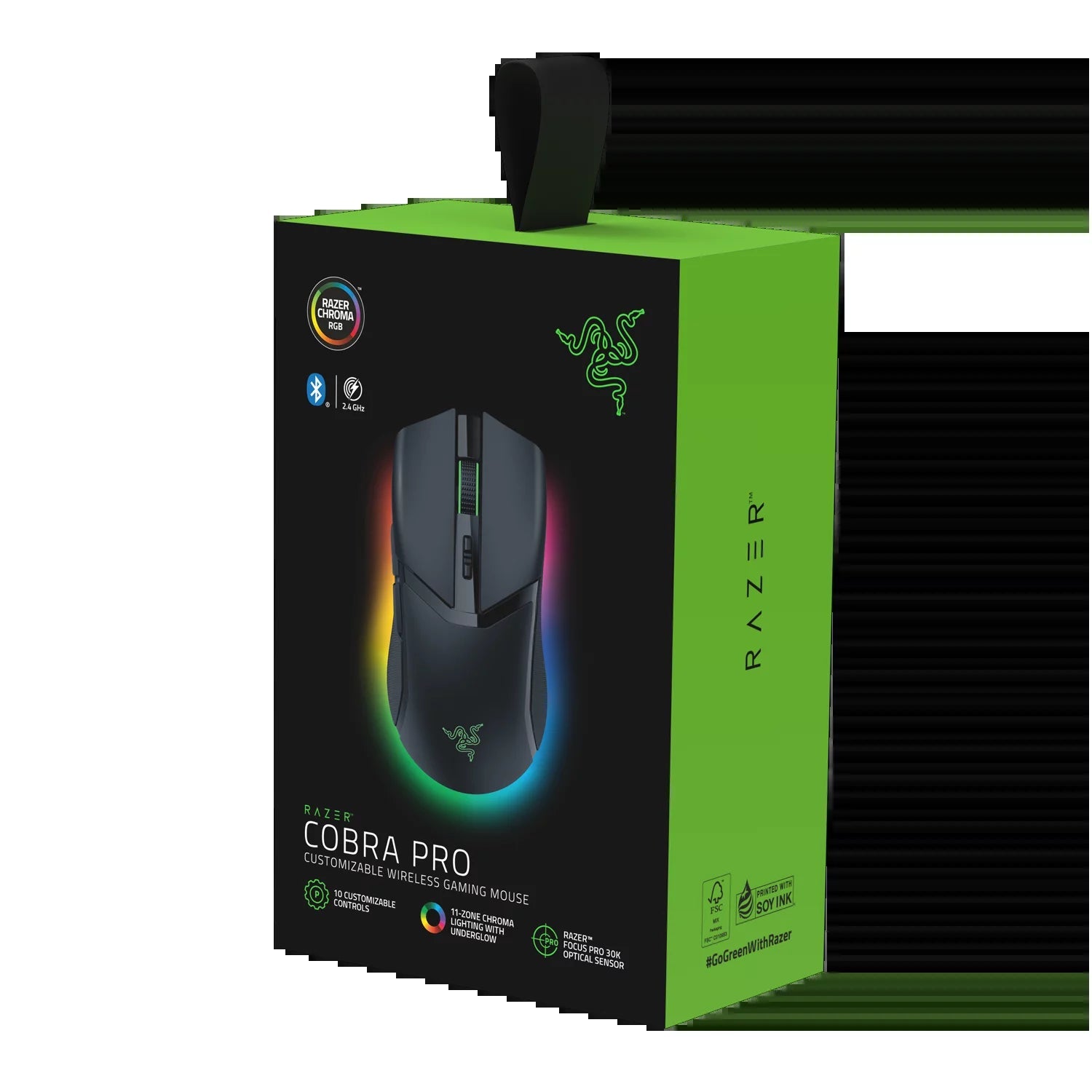 Cobra Pro Lightweight Wireless PC Gaming Mouse with Chroma RGB, Customizable Controls, 77G, Black - Techlyn