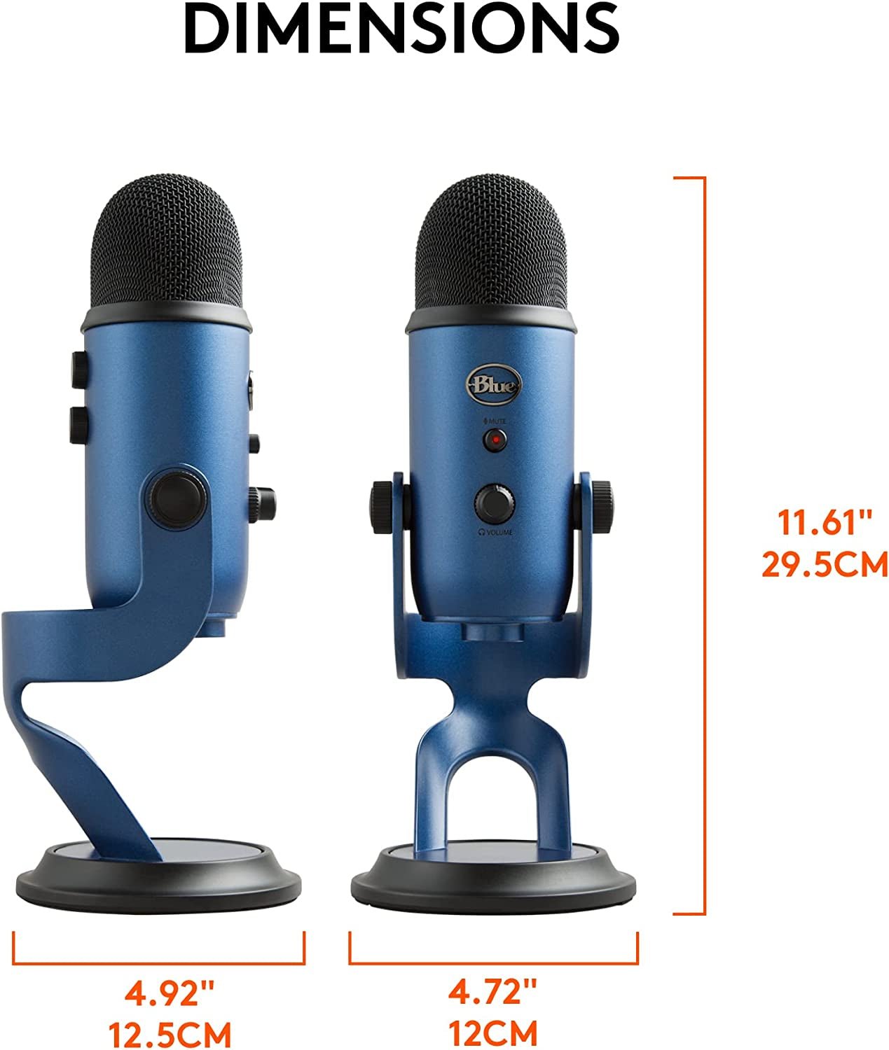 Creators Blue Yeti USB Microphone for Gaming, Streaming, Podcast, Youtube, Discord, PC, Studio Sound, Plug & Play - Midnight Blue - Techlyn
